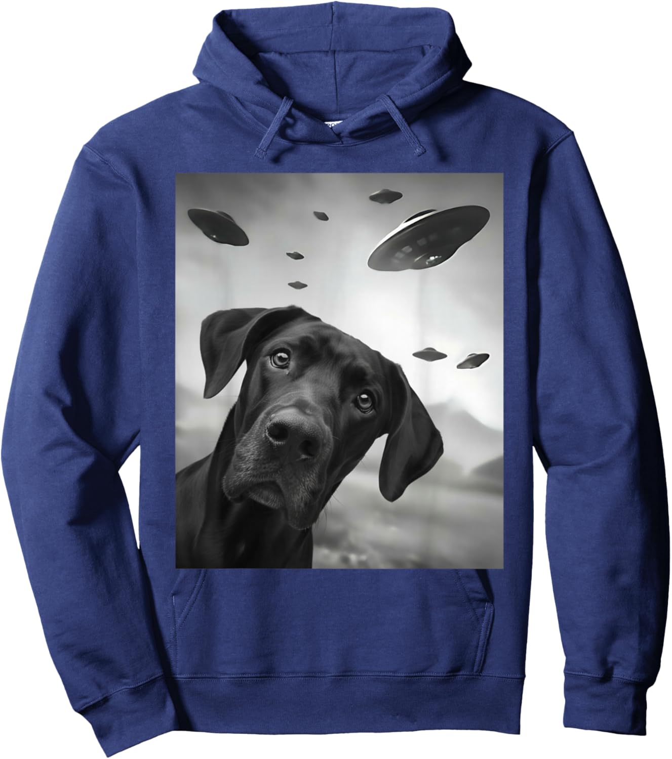 Funny Black Great Dane Dog UFO Hoodie - Hoodie | Navy