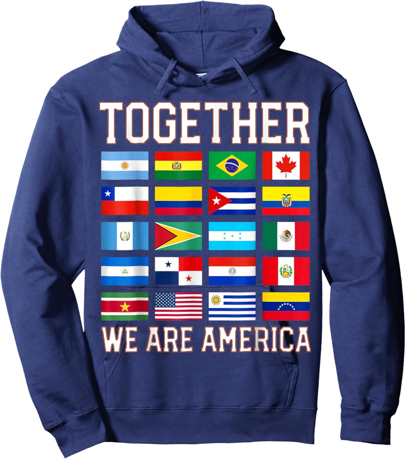 Together We are America Flags Hoodie - Hoodie | Navy