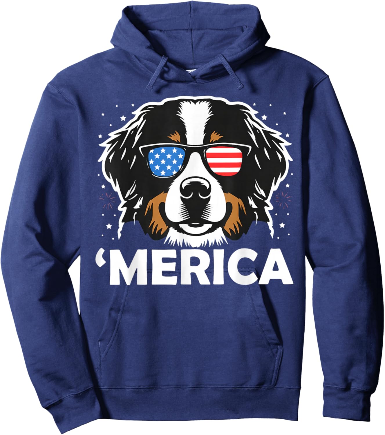 Merica Dog Patriotic Bernese USA Lover Design Hoodie - Hoodie | Navy