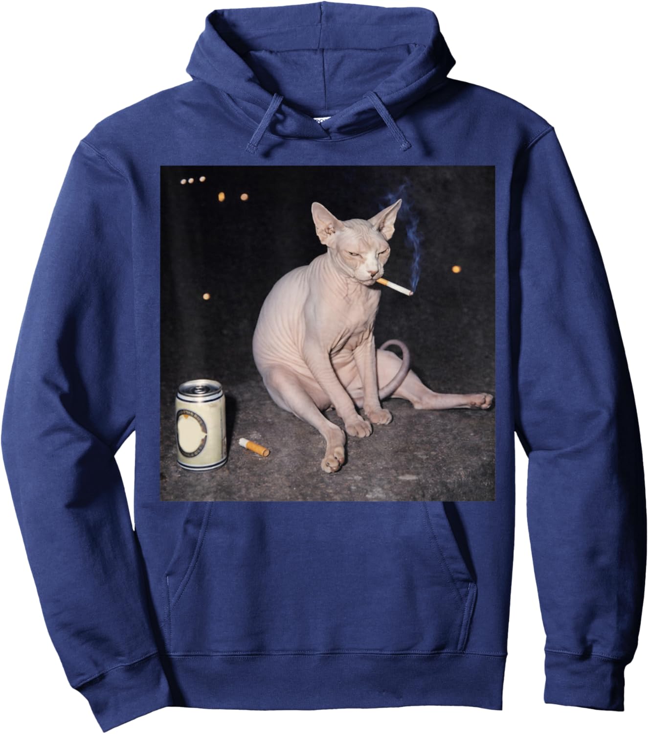 Funny Smoking Cat Meme Hoodie - Hoodie | Navy