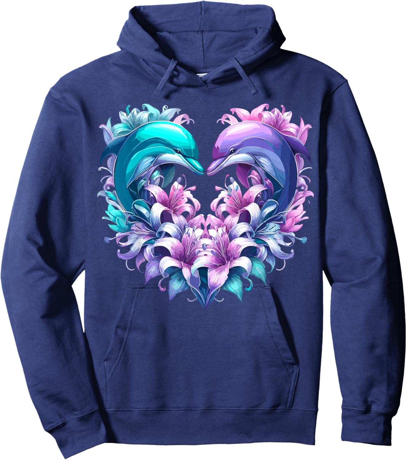 Dolphin Floral Ocean Animal Hoodie - Hoodie | Navy