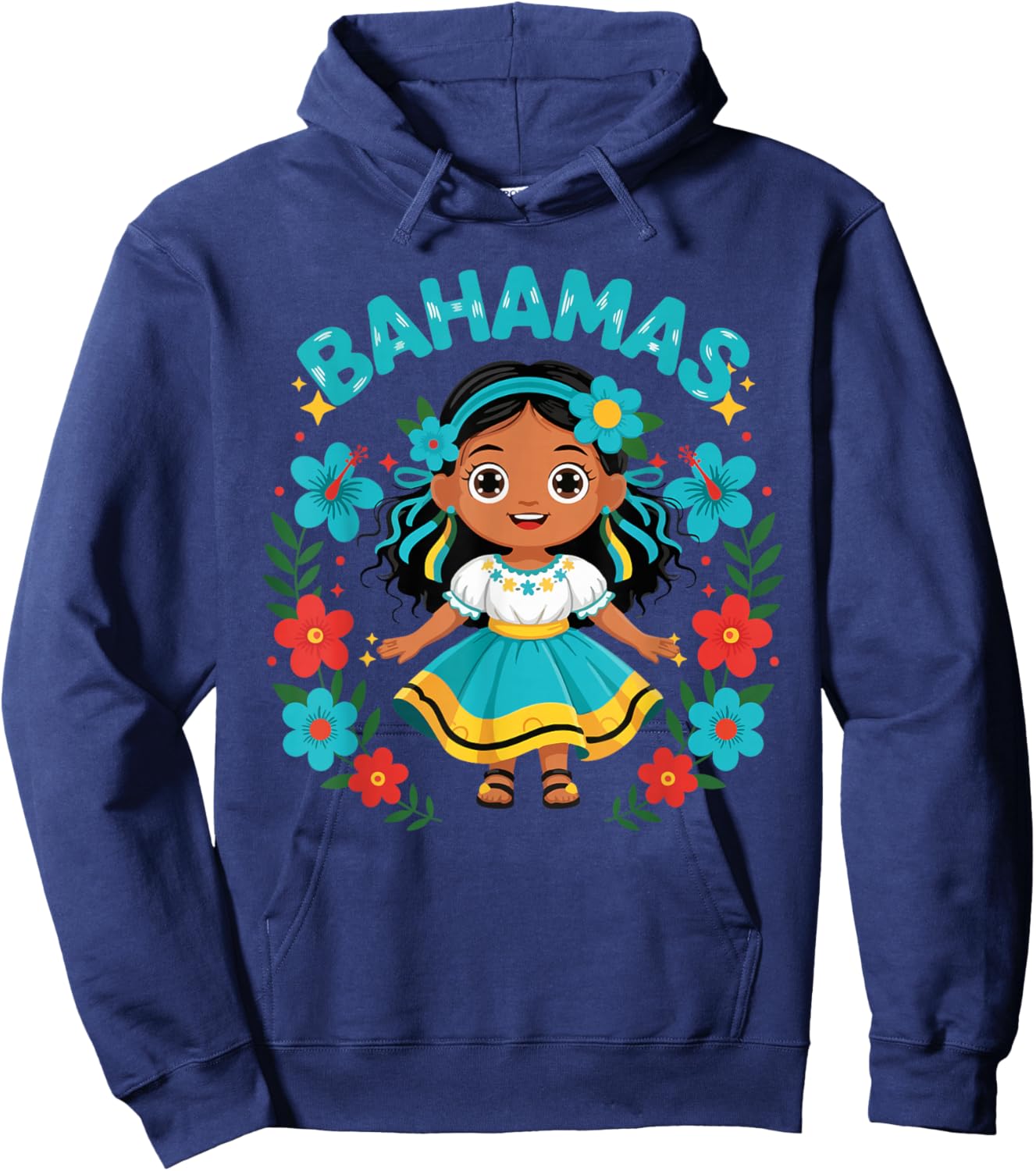 Bahamas Bahamian Girl Traditional Dress Flowers Hoodie - Hoodie | Navy