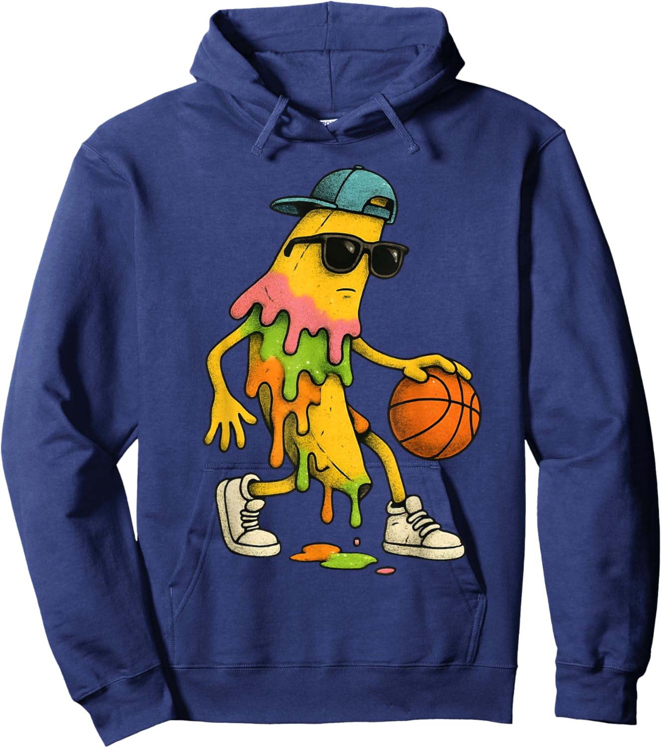 Funny Banana Playing Basketball Ice Cream Drip Hoodie - Hoodie | Navy