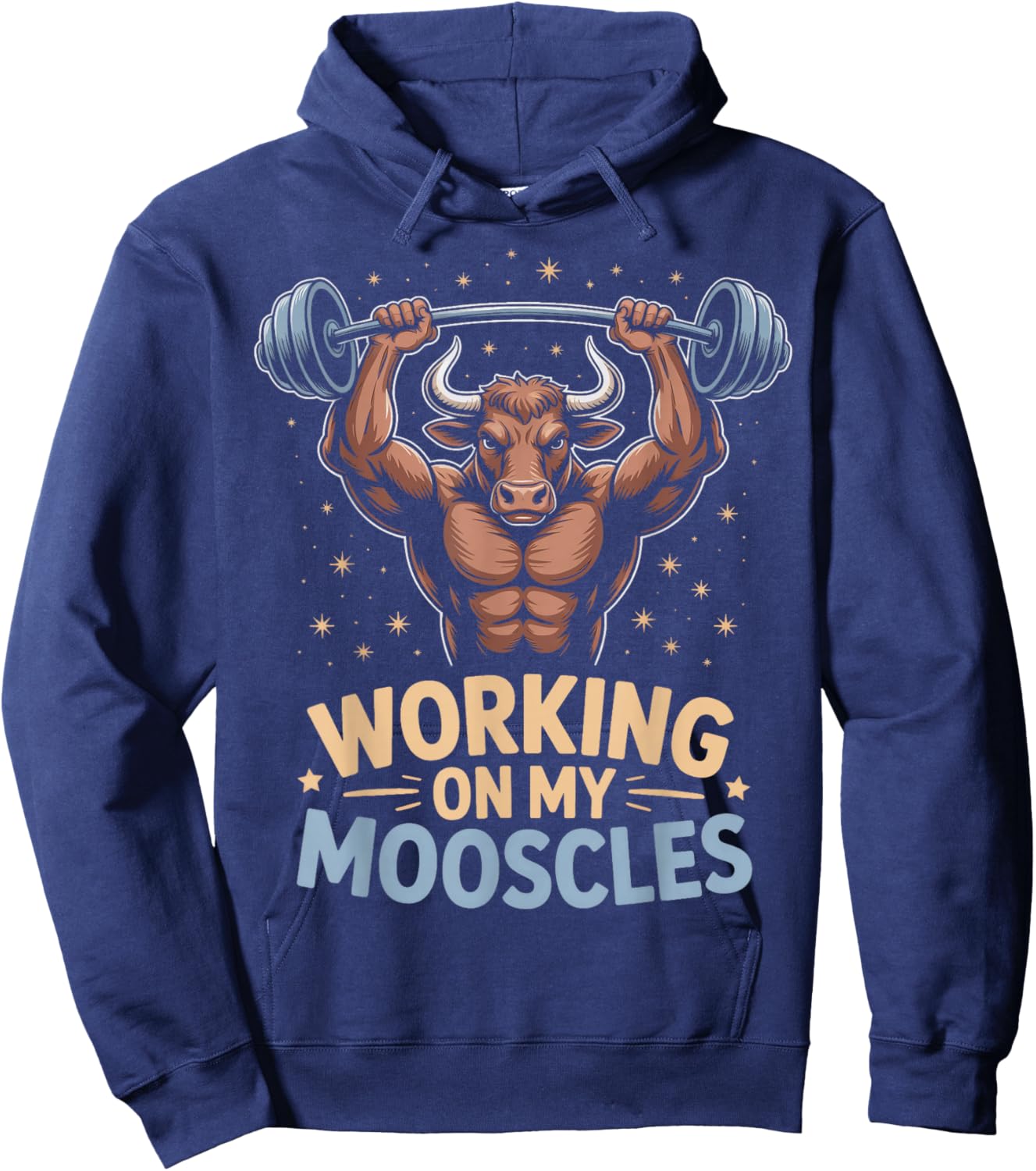 Working On My Mooscles Gym Cow Fitness Lift Hoodie - Hoodie | Navy
