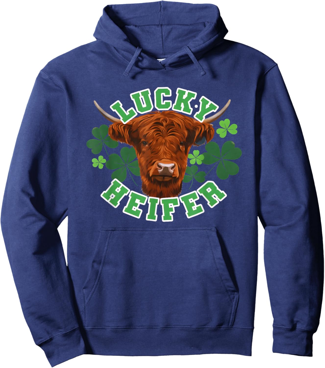 Lucky Heifer St Patrick Day Hoodie - Hoodie | Navy