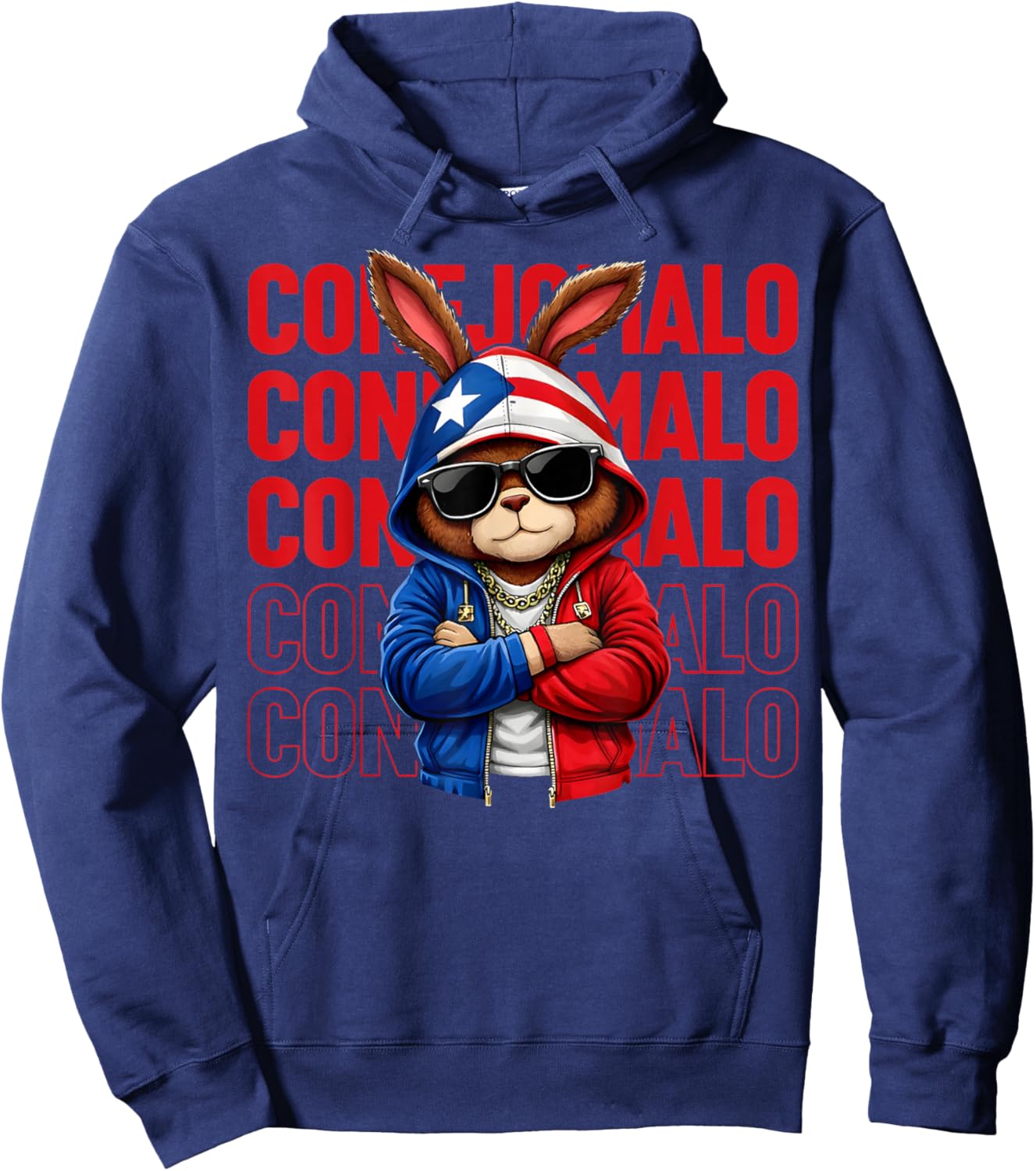 Conejalo Bunny Puerto Rican Flag Gift Boys Kids Hoodie - Hoodie | Navy