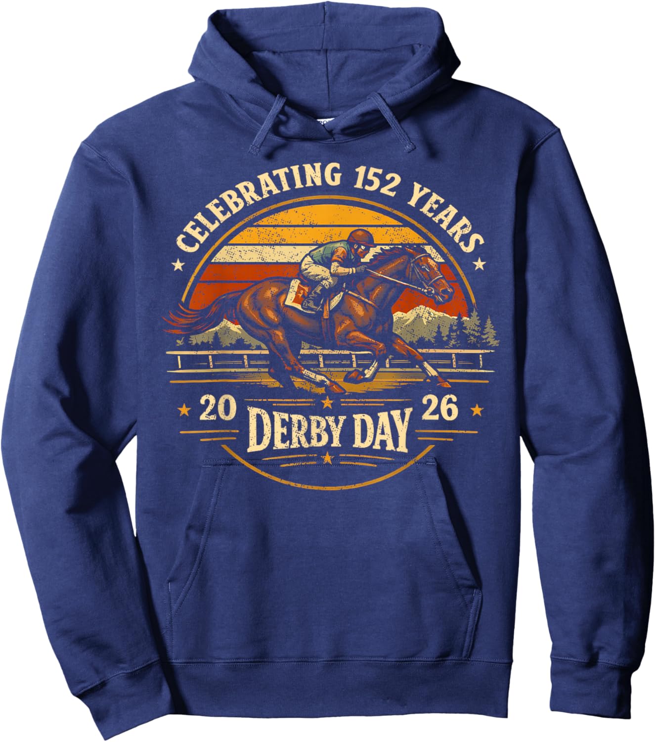 Celebrating 152 Years KY Derby Day Men Vintage Hoodie - Hoodie | Navy