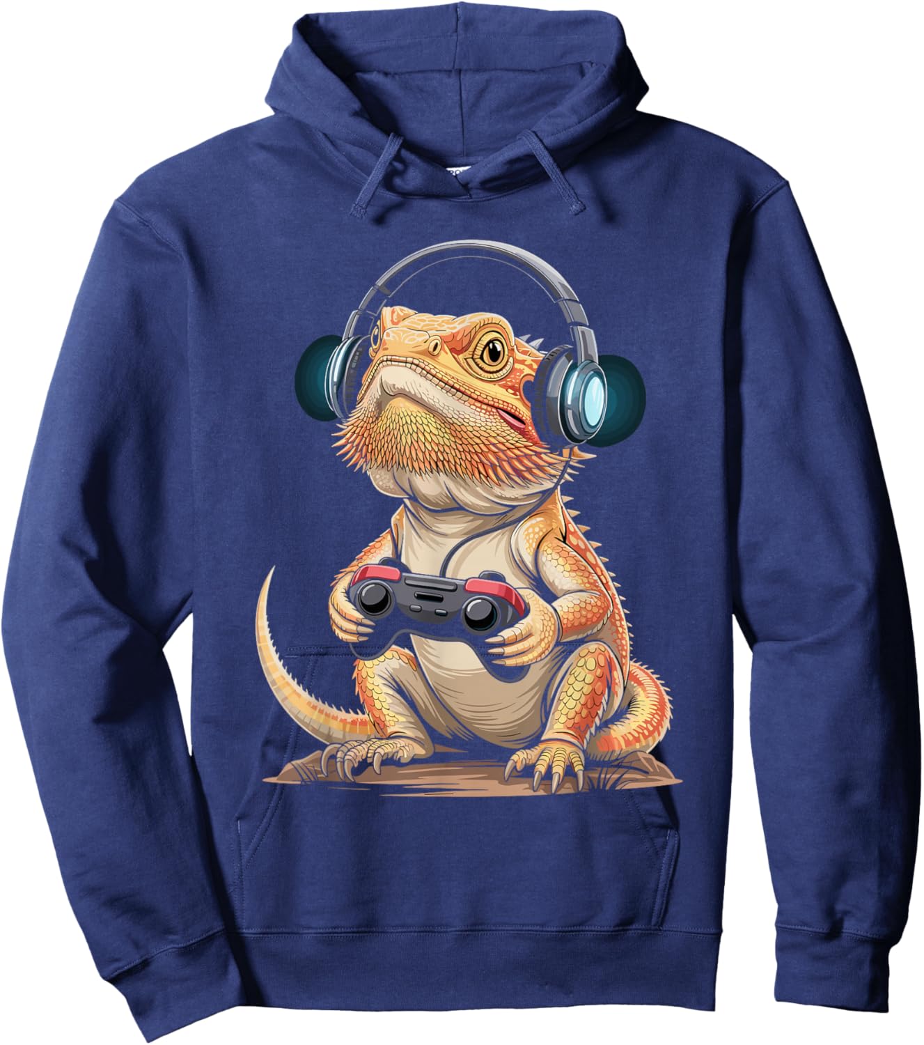Cute Funny Bearded Dragon Gaming Video Gamer Hoodie - Hoodie | Navy