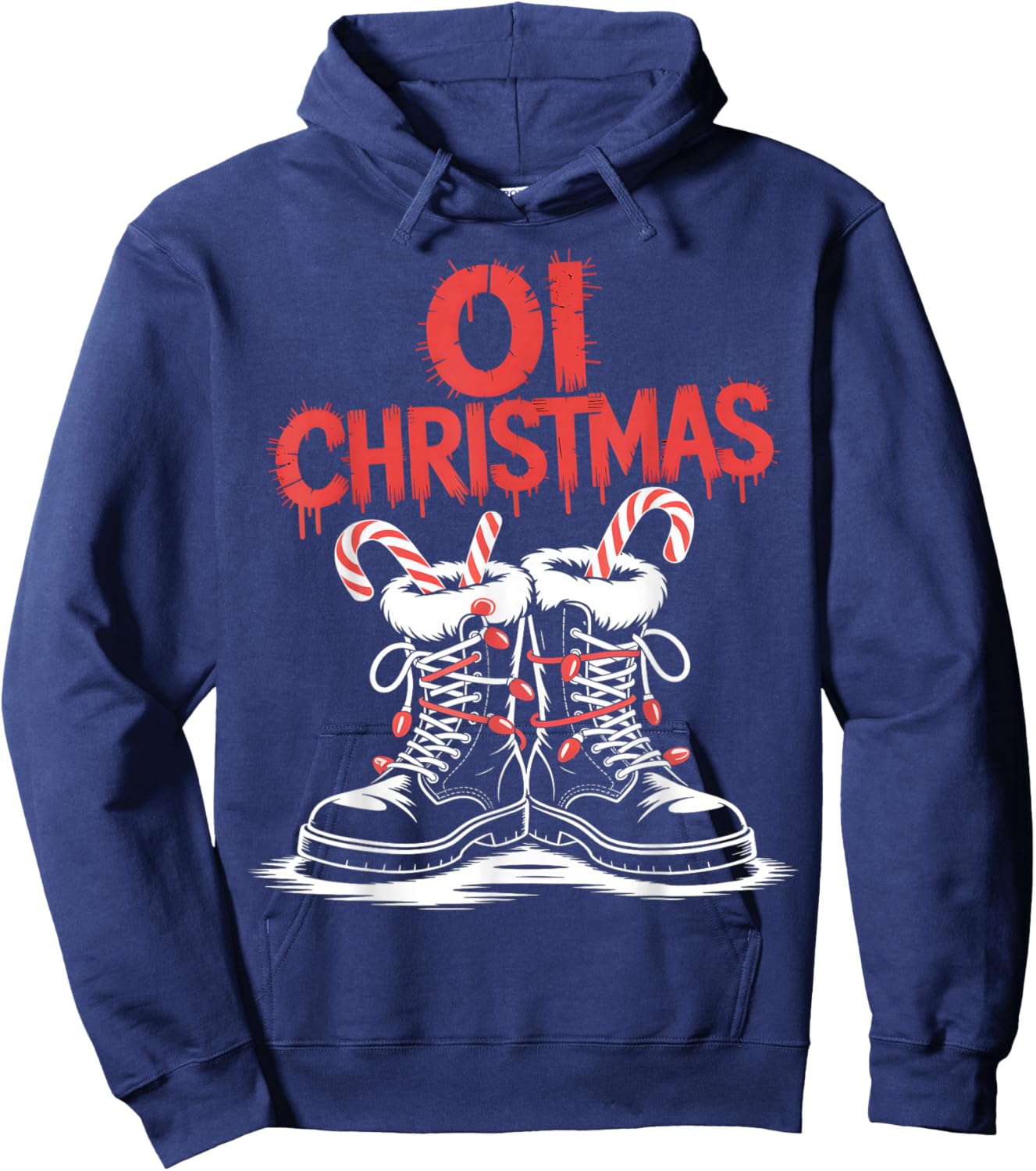 Oi Christmas Punk Boots Holiday Hoodie - Hoodie | Navy
