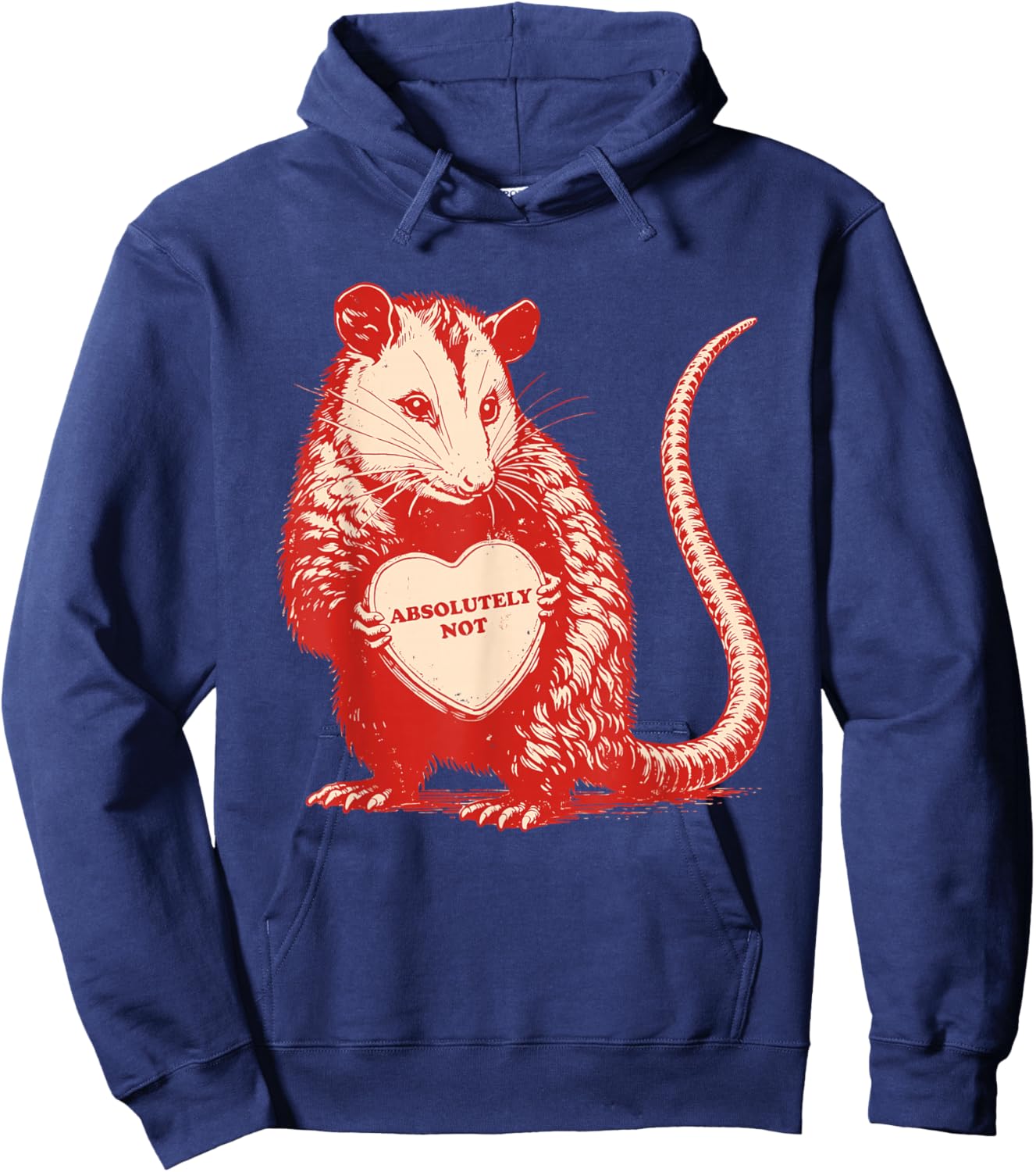 Funny Opossum Absolutely Not Valentine Graphic Hoodie - Hoodie | Navy