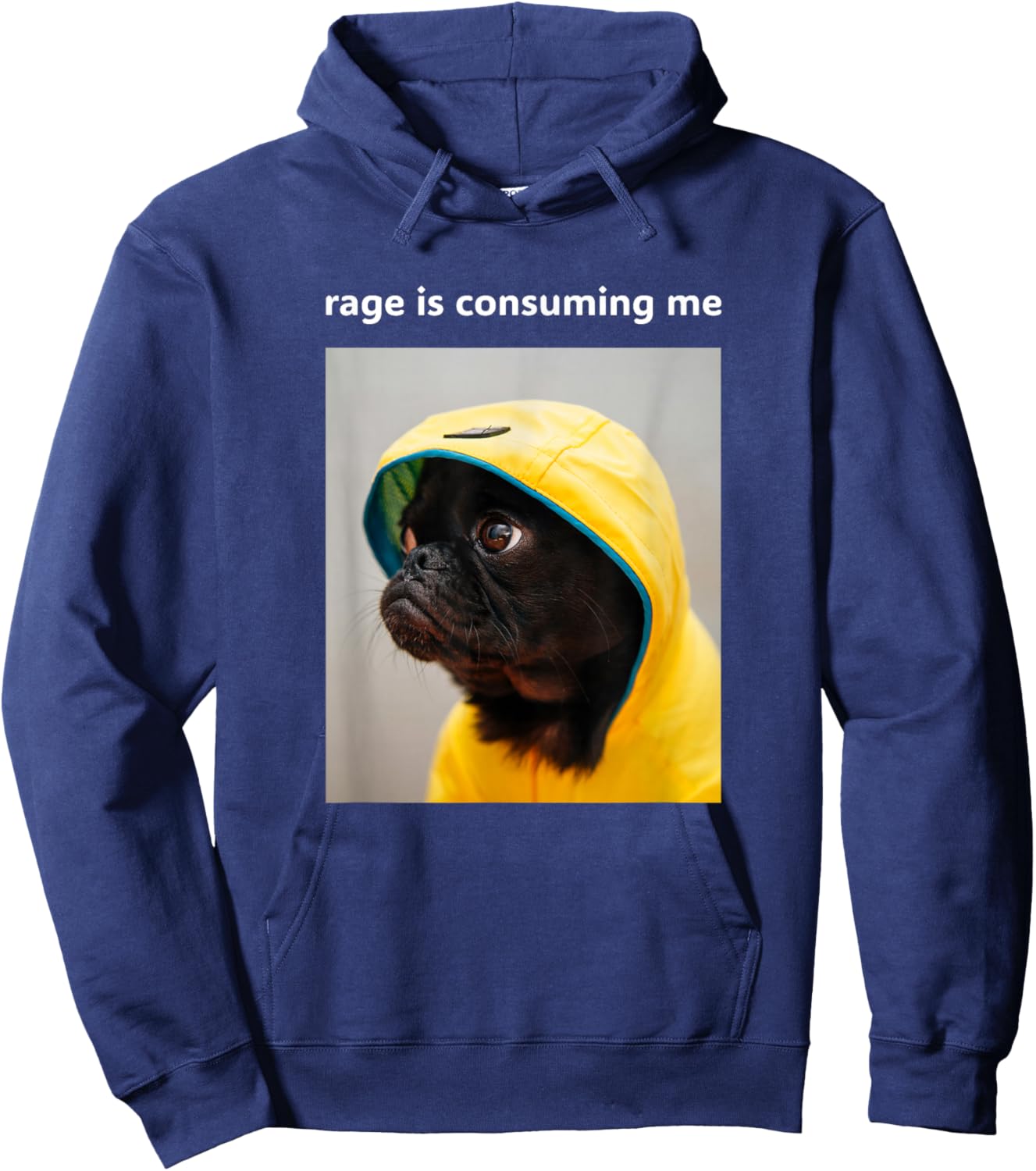 Rage is Consuming Me Funny Pug Cute Dog Meme Hoodie - Hoodie | Navy