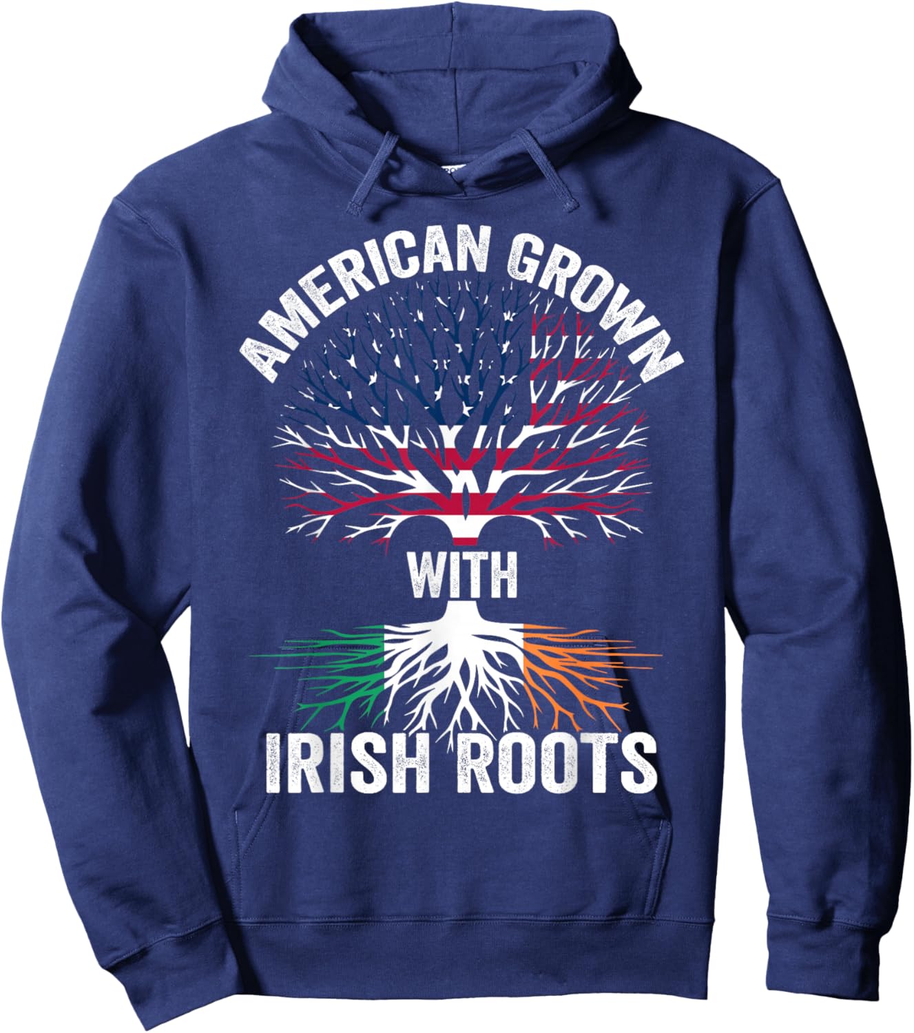 American Grown with Irish Roots Ireland Flag Hoodie - Hoodie | Navy