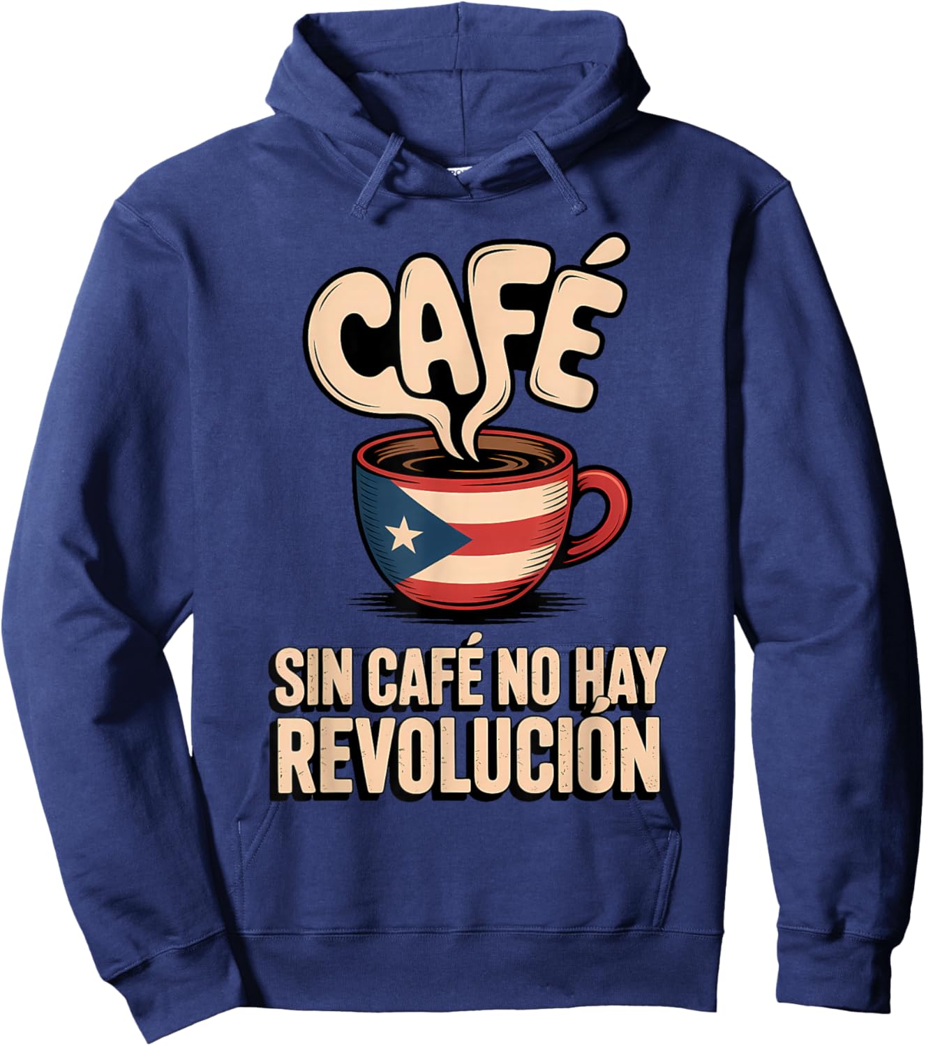 Puerto Rico Coffee Funny Boricua Humor Pride Hoodie - Hoodie | Navy