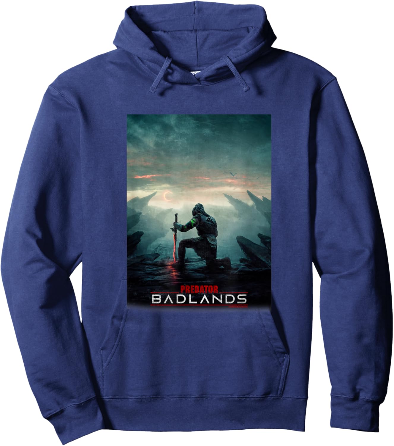 Predator: Badlands Kneeling Warrior Epic Poster Hoodie - Hoodie | Navy
