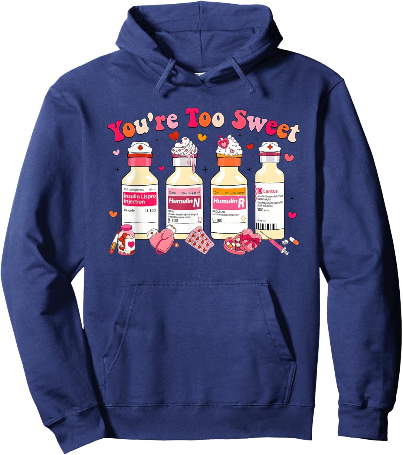 You’re Too Sweet Valentine’s Day Hoodie - Hoodie | Navy