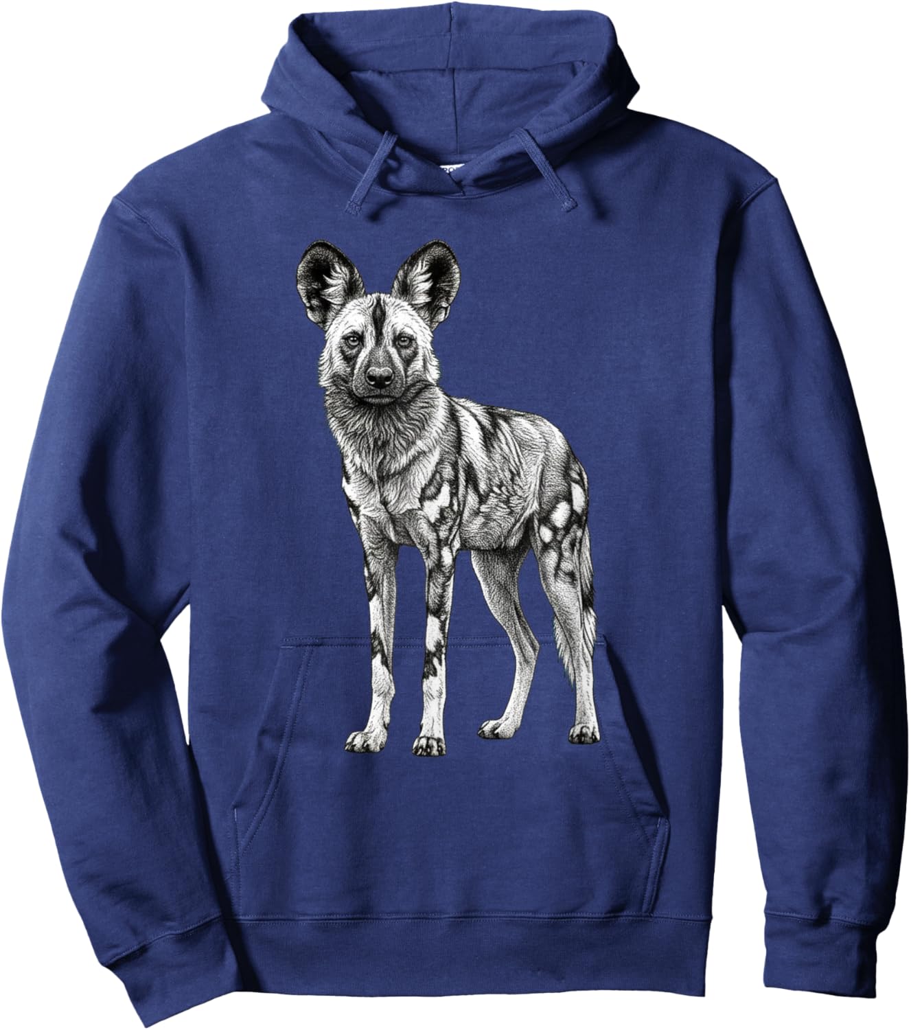 Retro African Wild Dog Lover Safari Nature Art Hoodie - Hoodie | Navy