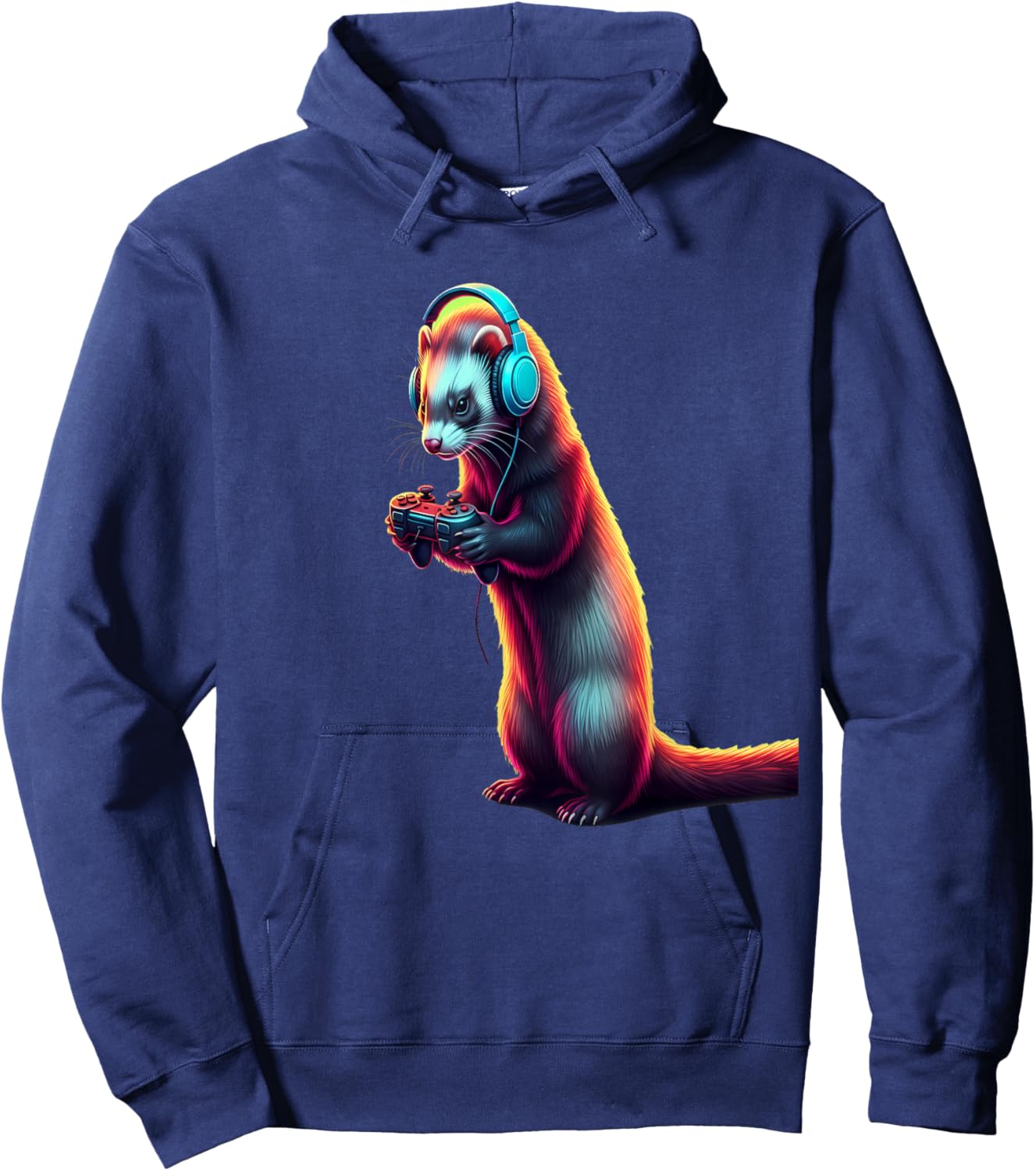 Ferret Gaming Animal Video Games Funny Ferret Hoodie - Hoodie | Navy