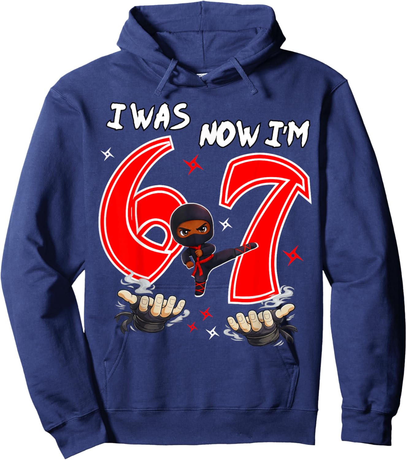 I was 6 Now I'm 7 Ninja 7th Birthday Hoodie - Hoodie | Navy