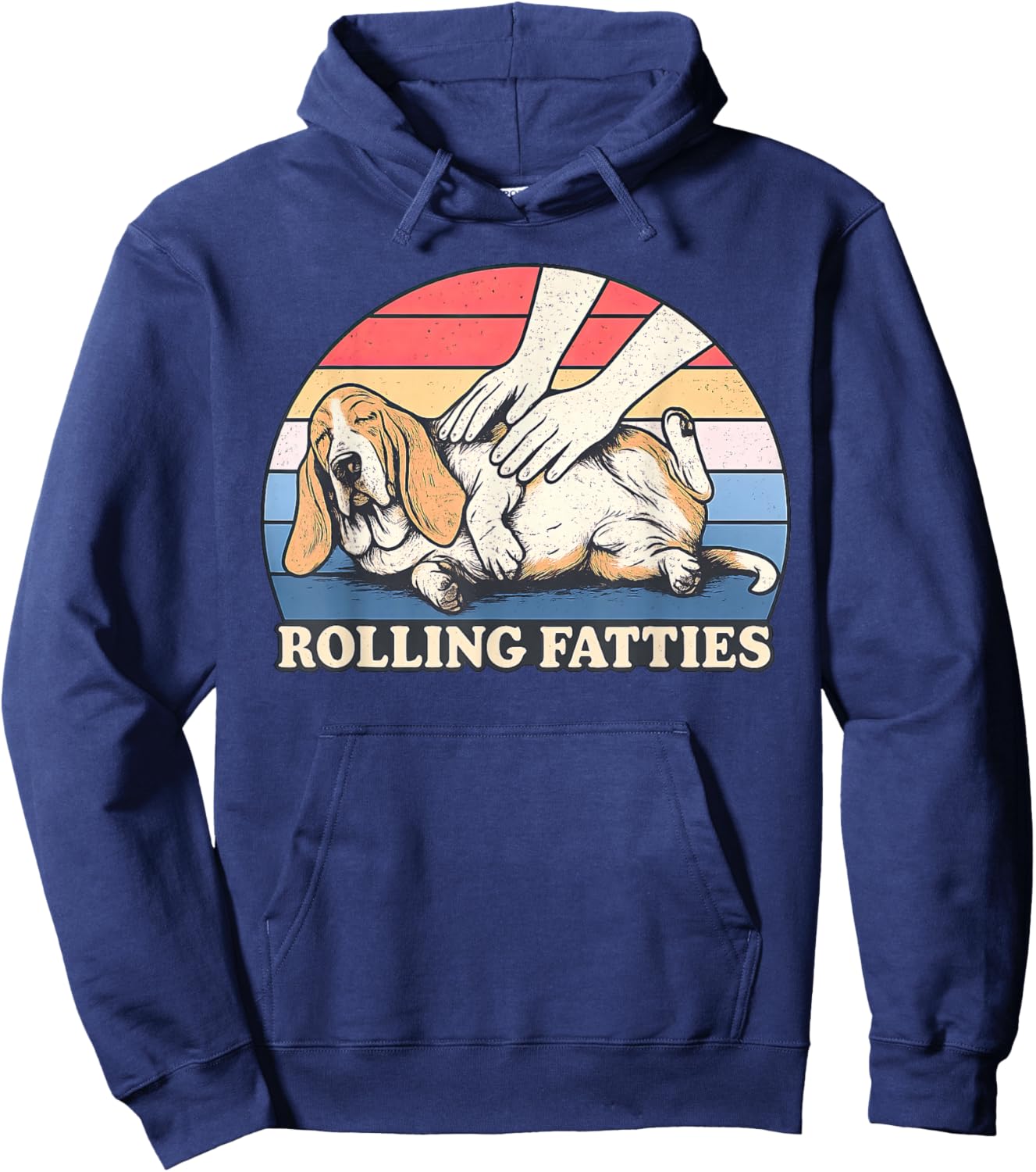 Basset Hound Rolling Fatties Pun Joke Dog Lover Hoodie - Hoodie | Navy