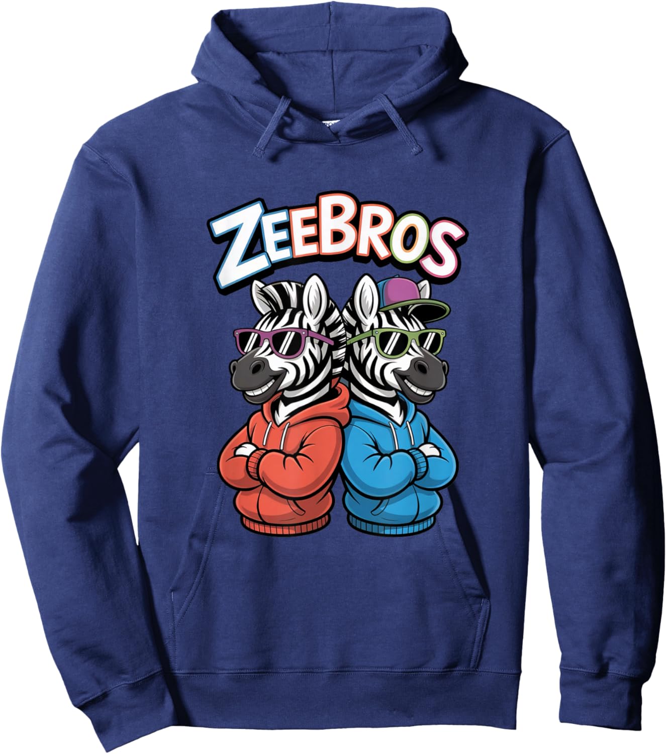 Zeebros Cute Zebra Duo Design for Zebros Lovers Hoodie - Hoodie | Navy