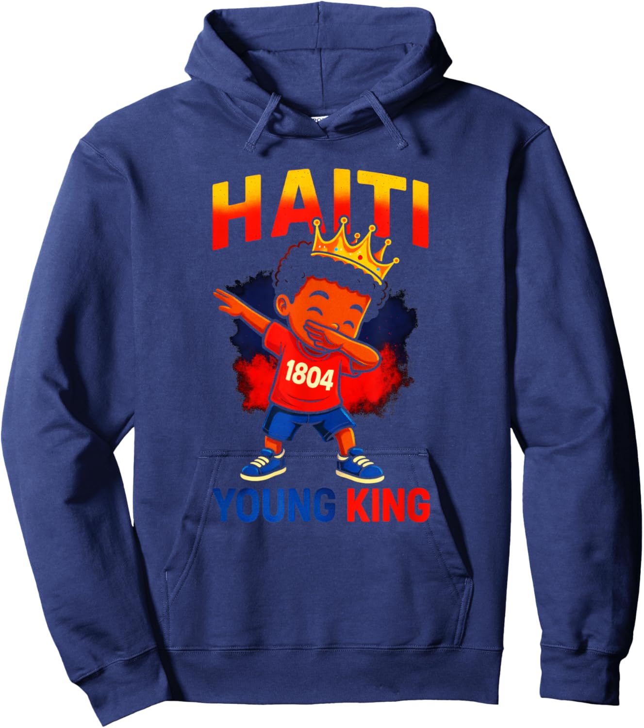 Haiti Young King - Haitian Flag Melanin Pride Hoodie - Hoodie | Navy