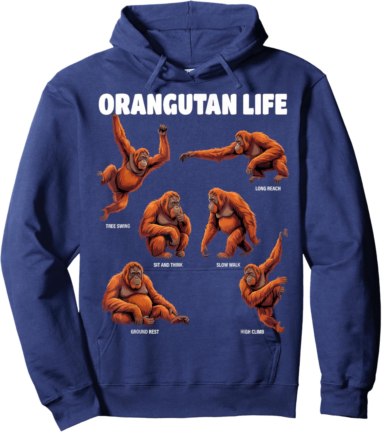 Orangutan Life Funny Ape Behavior Women Kids Hoodie - Hoodie | Navy