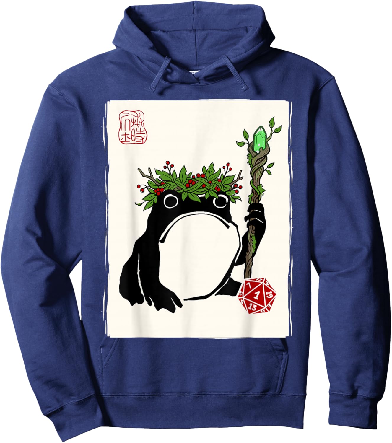 NAT 1 Grumpy Japanese Frog Druid Funny DND Hoodie - Hoodie | Navy