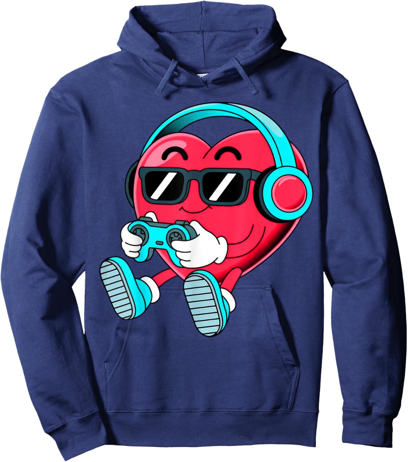 Heart Valentines Gamer Video Gaming Hoodie - Hoodie | Navy