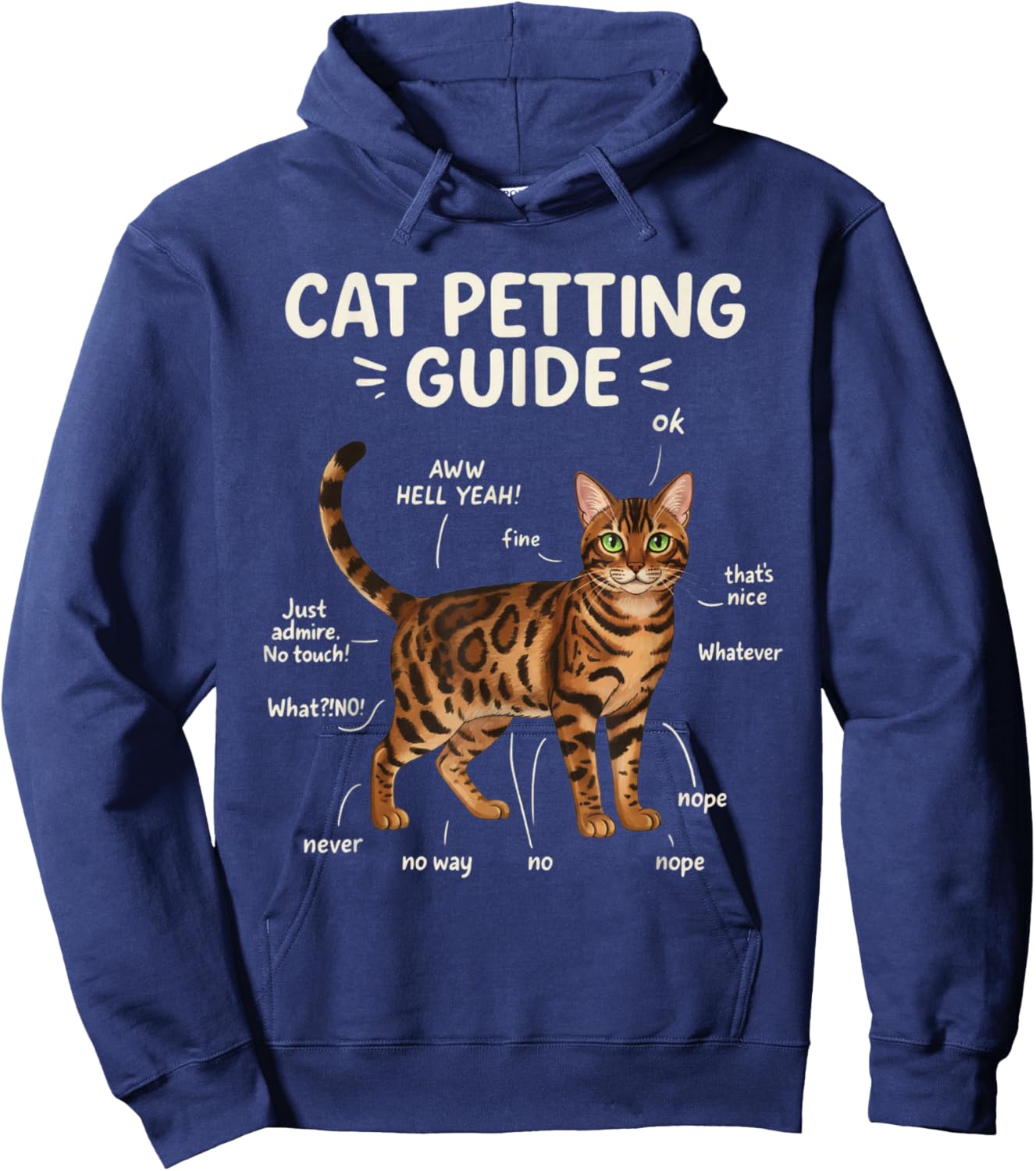 Bengal Cat Petting Guide Funny Cat Lover Hoodie - Hoodie | Navy