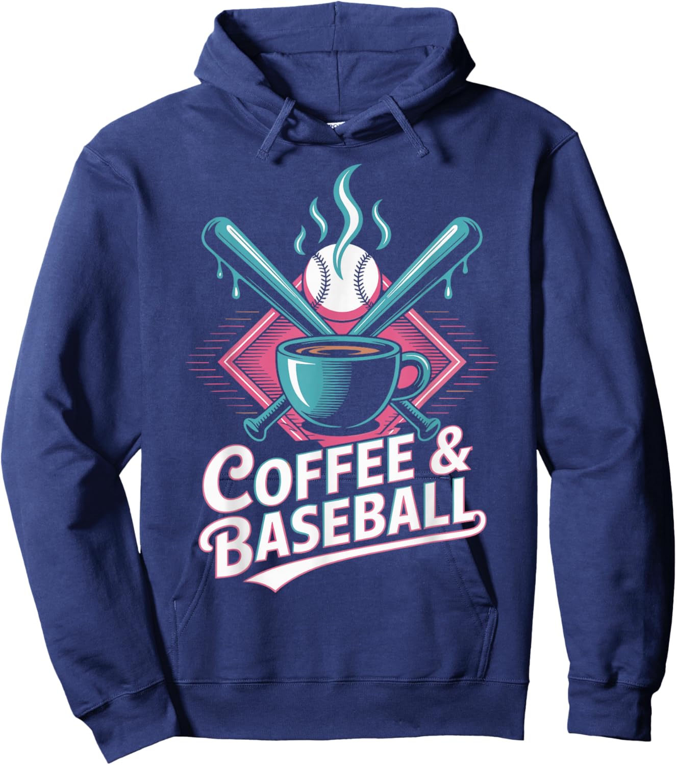 Coffee and Baseball Funny Baseball Player Hoodie - Hoodie | Navy
