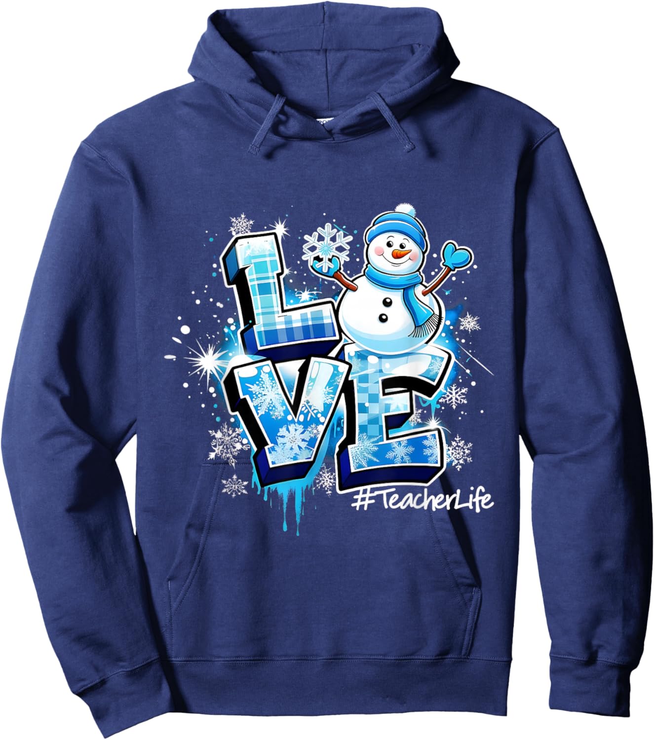 Love Snowman Teacher Life Winter Christmas Hoodie - Hoodie | Navy