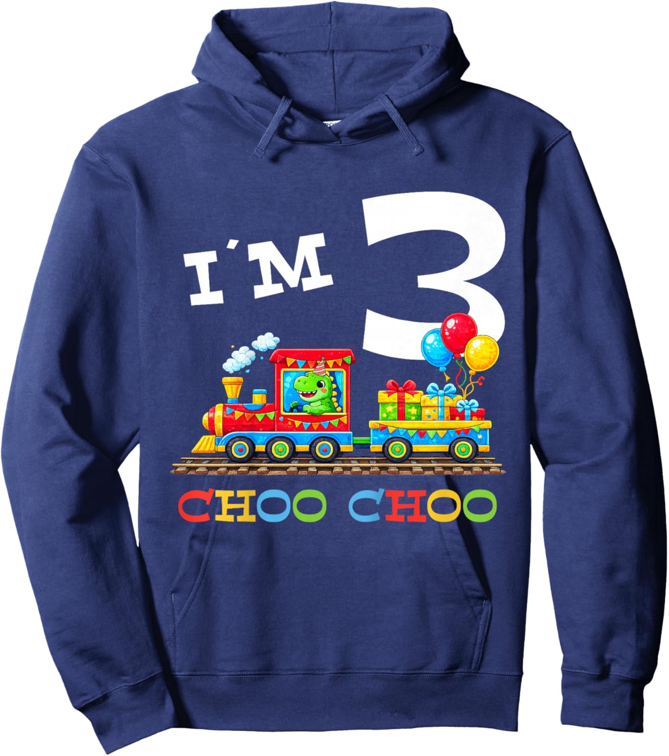 Train Birthday 3 Year Old Hoodie - Hoodie | Navy