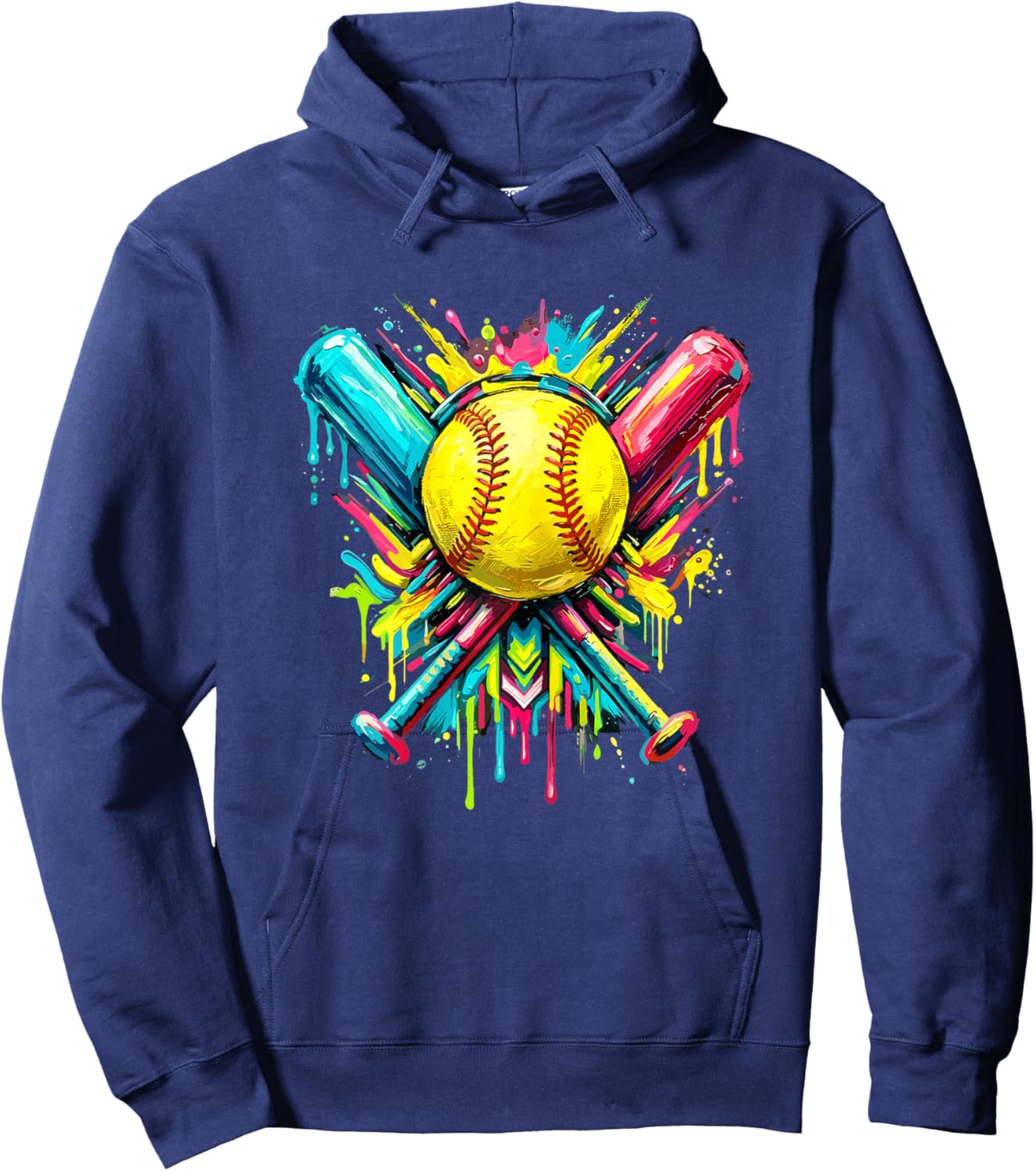 Softball Girl Colorful Drip Hoodie - Hoodie | Navy