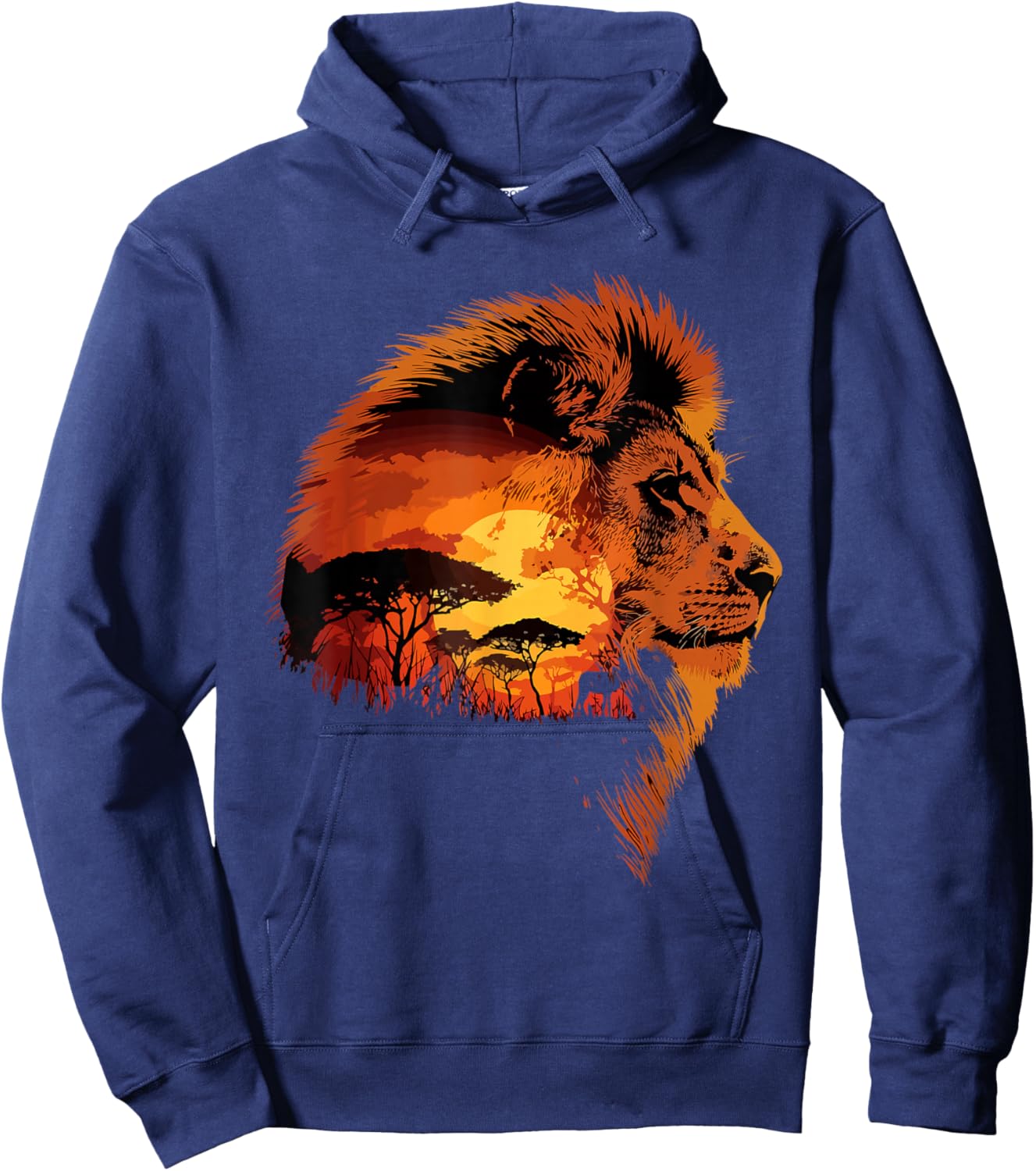 Africa Nature & Safari Savannah Landscape Lion Hoodie - Hoodie | Navy