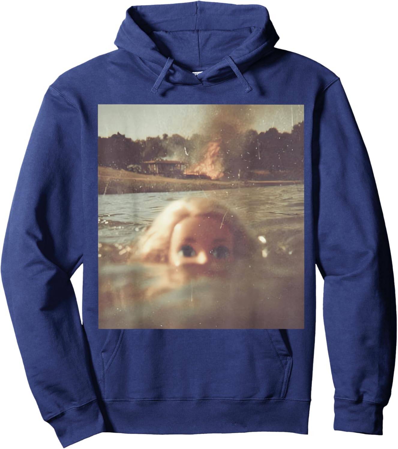 Funny Doll Face Swimming Meme Hoodie - Hoodie | Navy