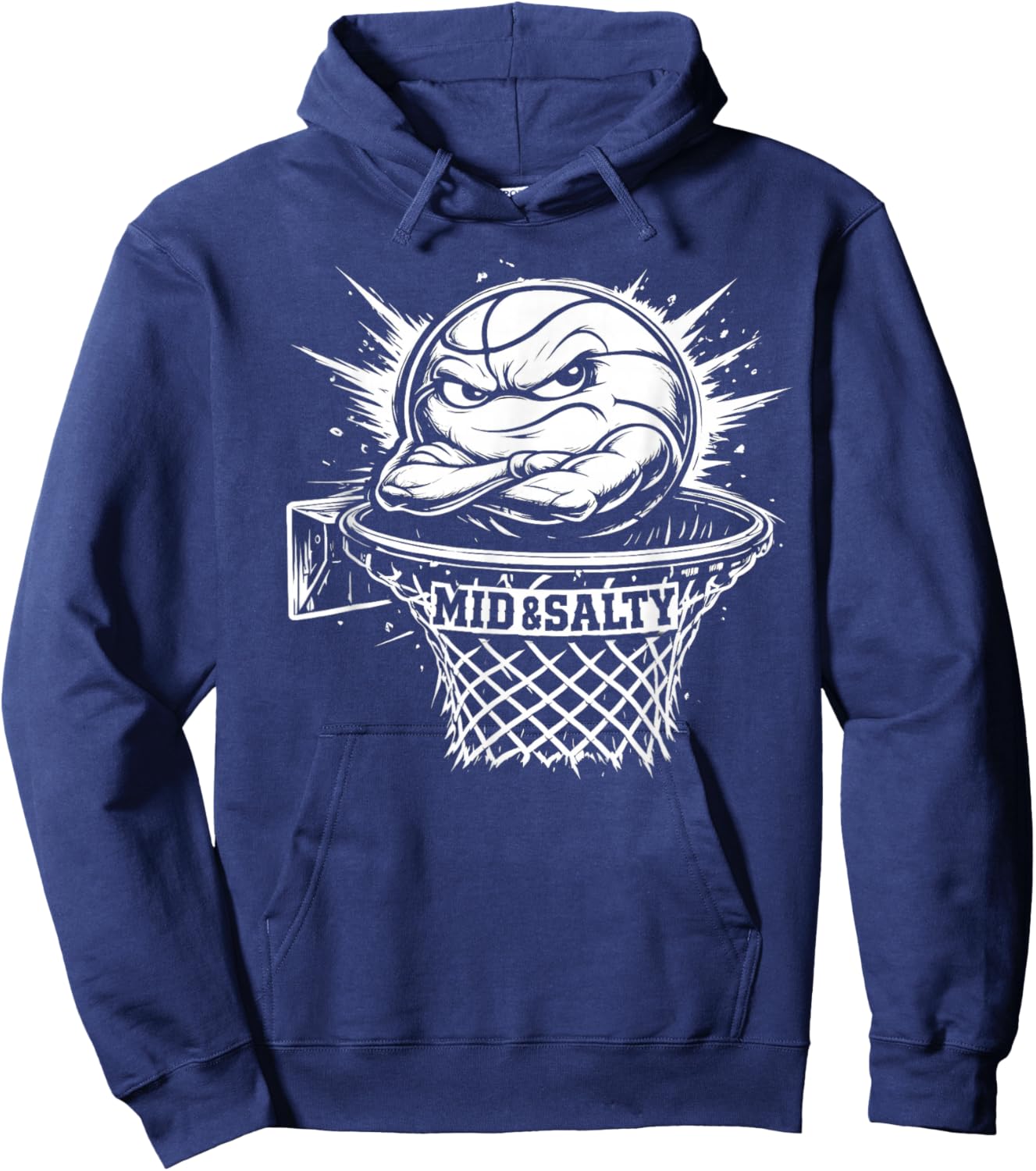 Mid and Salty Basketball Grumpy Ball Hoodie - Hoodie | Navy