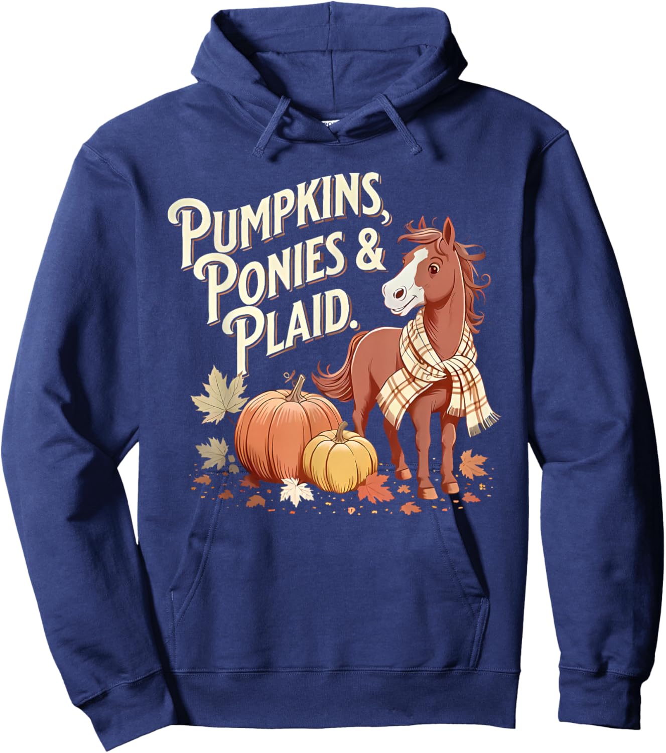 Pumpkins Ponies & Plaid Hoodie - Hoodie | Navy