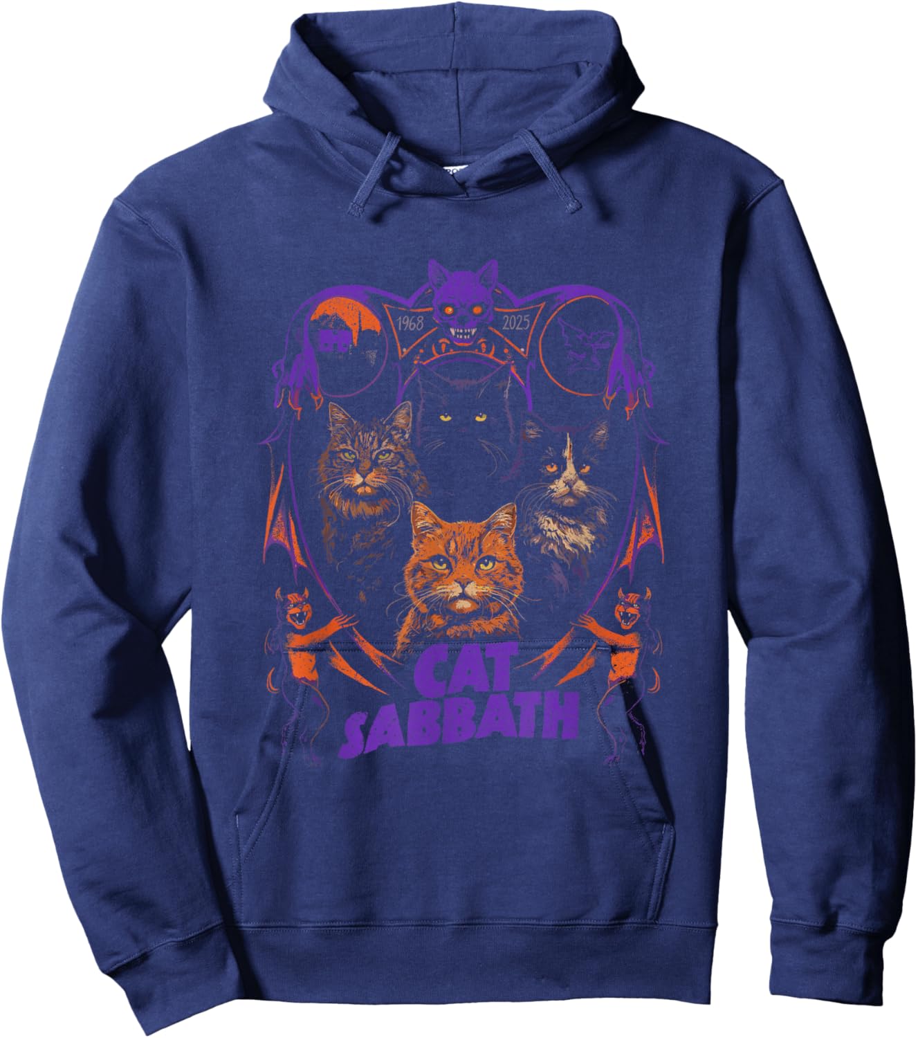 Cat Sabbath Feline Heavy Rock Band Parody Hoodie - Hoodie | Navy