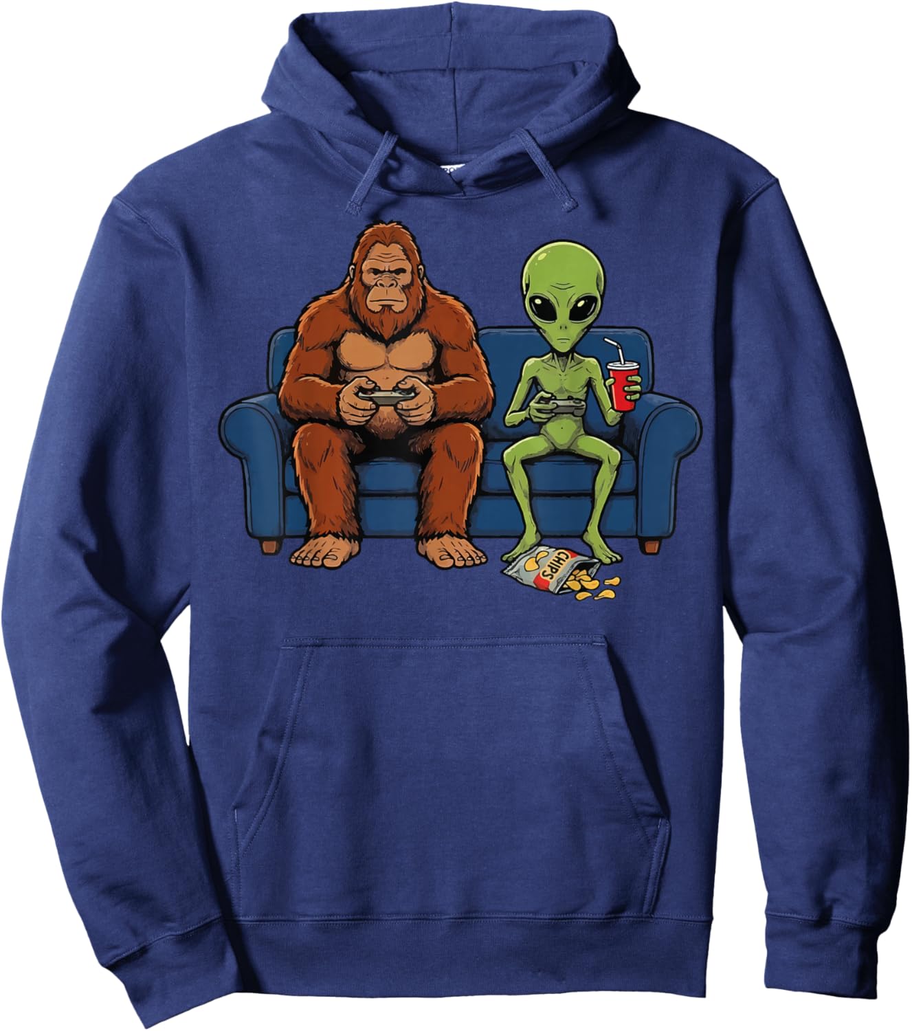 Bigfoot Alien Gaming Sofa Gamer Hoodie - Hoodie | Navy