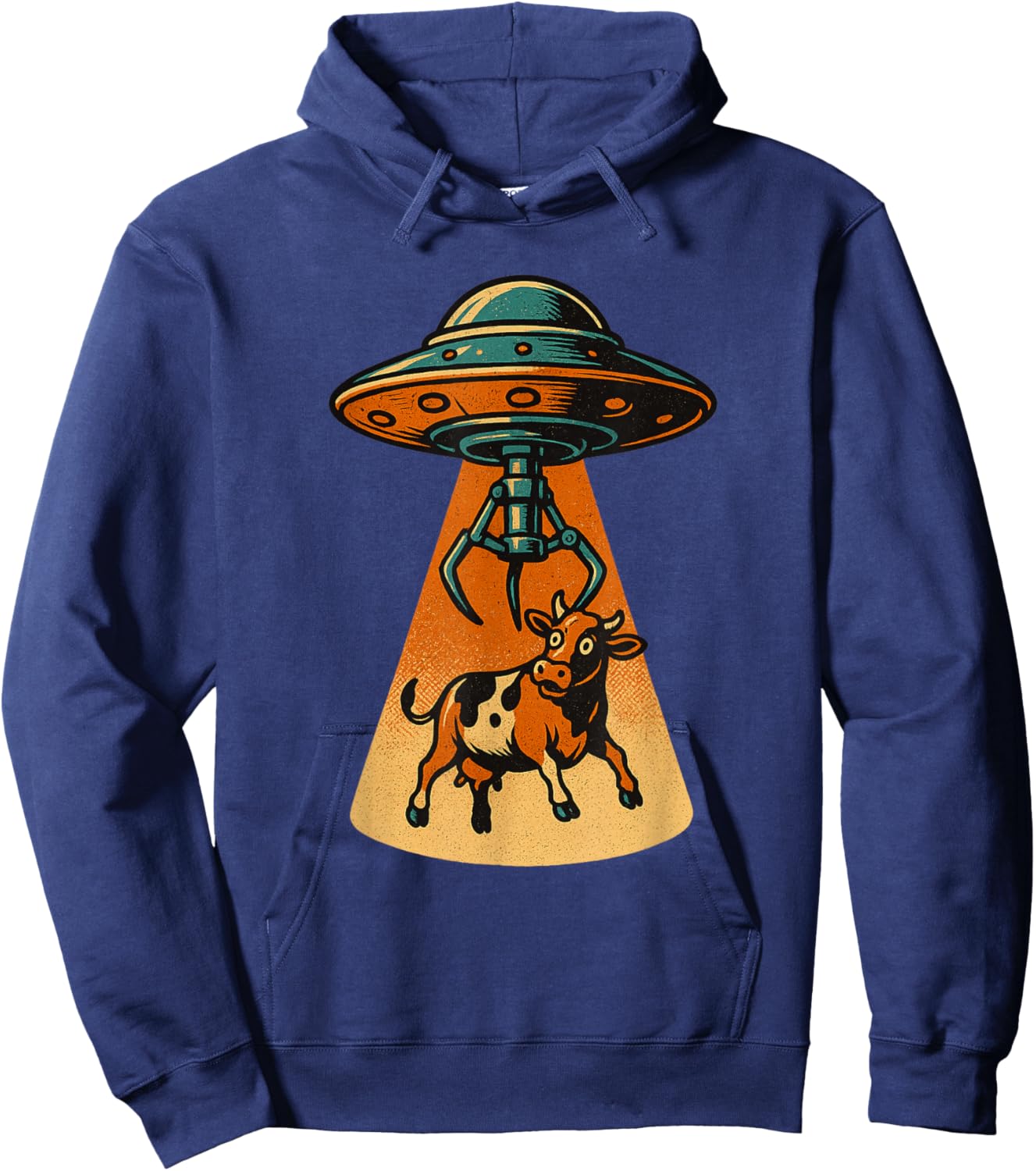 Alien UFO Cow Abduction Claw Machine Art Hoodie - Hoodie | Navy