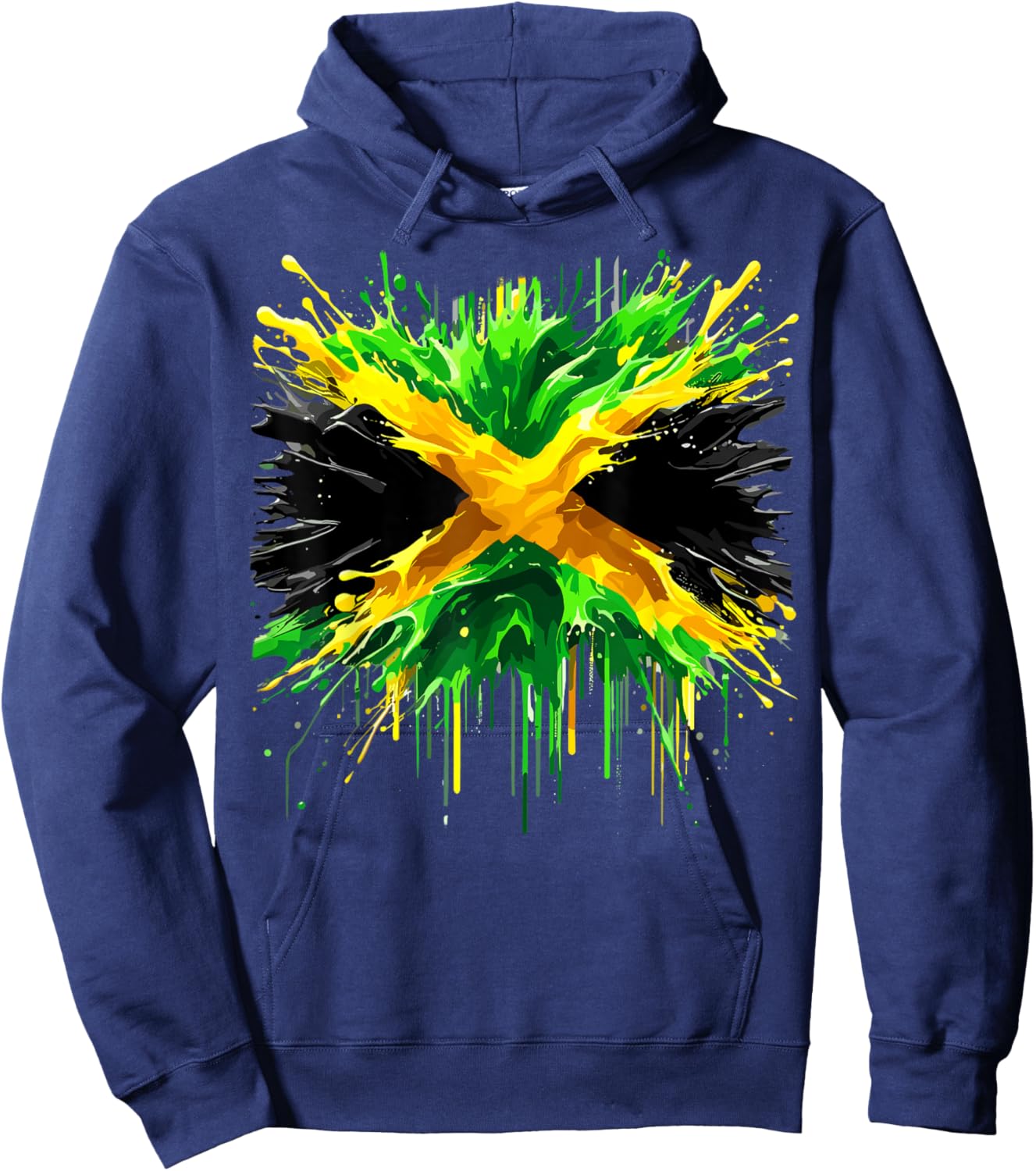 Jamaican Flag Splash Jamaica Hoodie - Hoodie | Navy