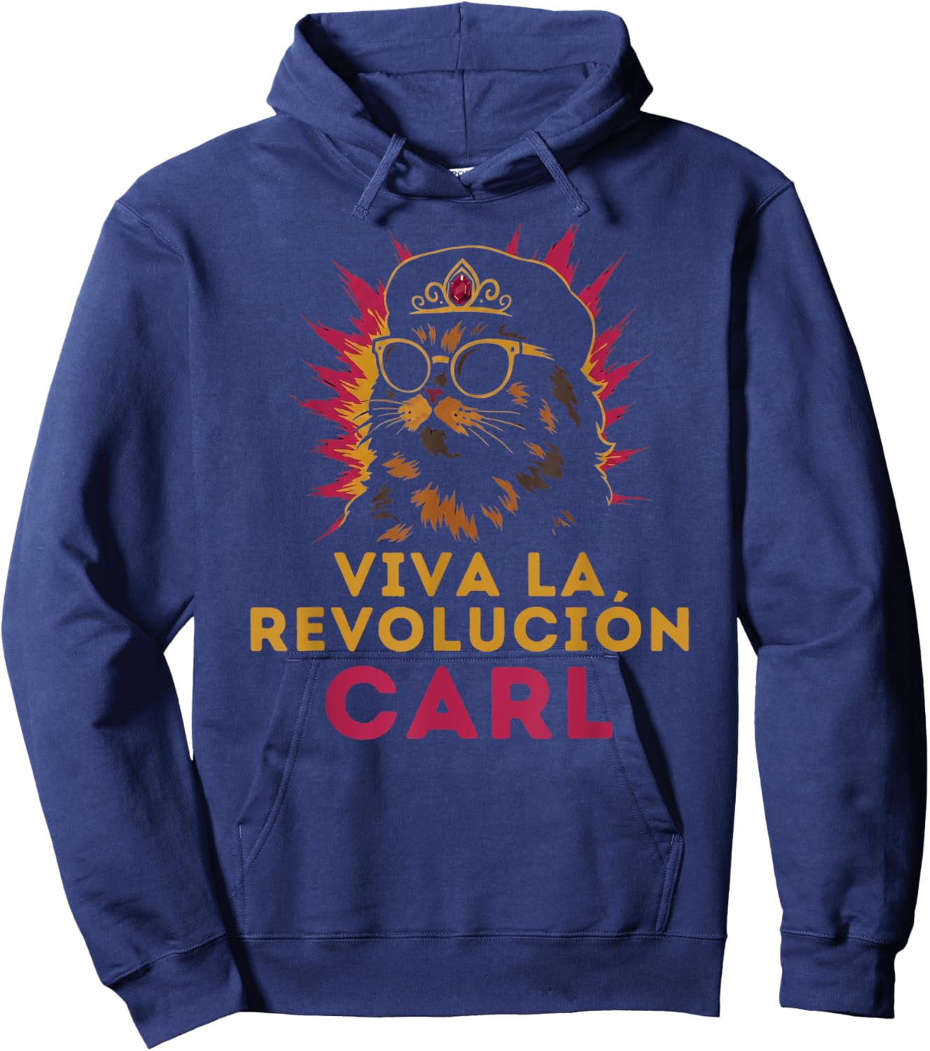 Viva La Revolucion Carl Funny Cat Hoodie - Hoodie | Navy