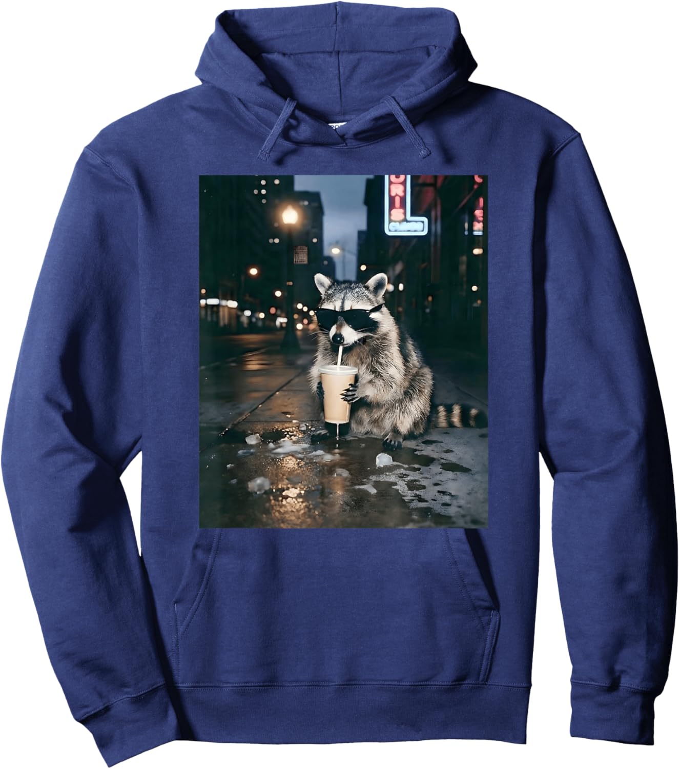 Raccoon Drinking Soda Funny Meme Hoodie - Hoodie | Navy