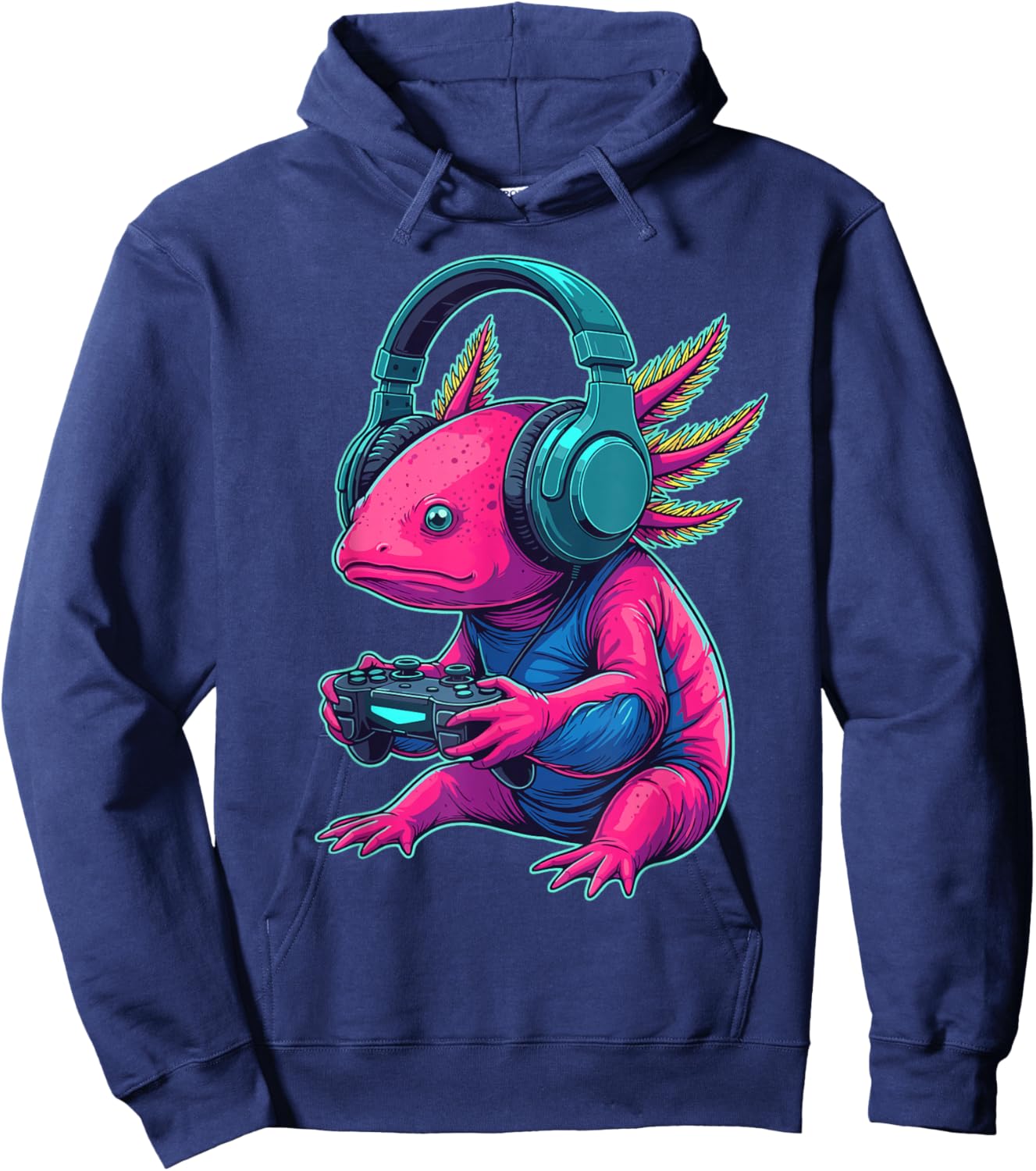 Funny Video Gaming Axolotl Gamer Hoodie - Hoodie | Navy