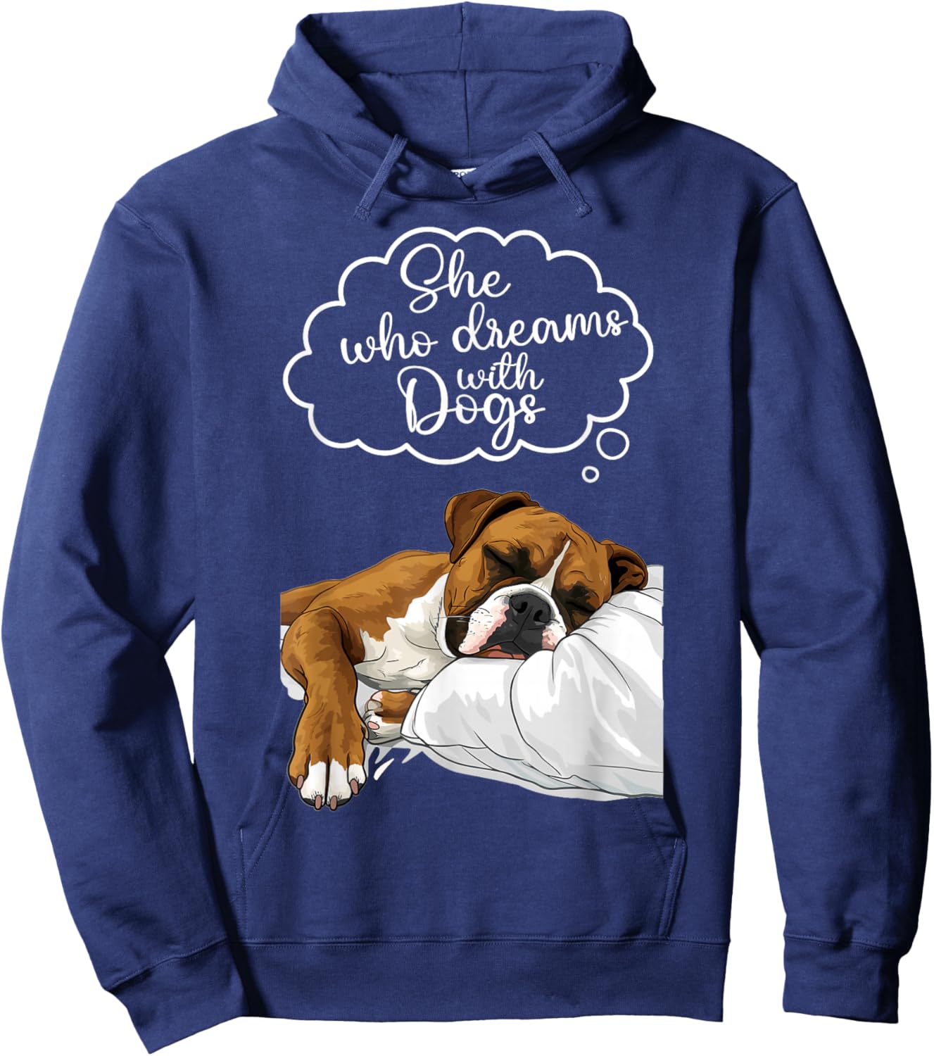 Boxer Dog Nightgown Pajama Hoodie - Hoodie | Navy