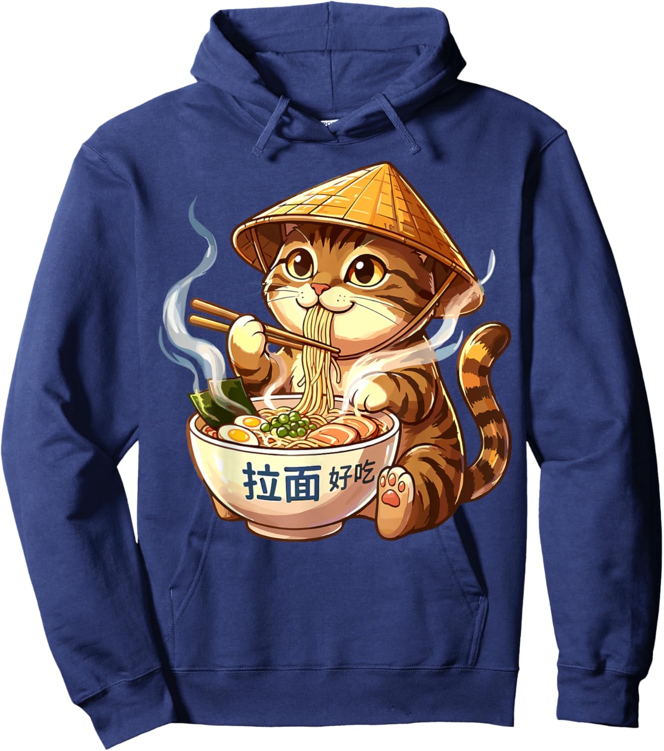 Cute Ramen Cat Japanese Noodle Hoodie - Hoodie | Navy