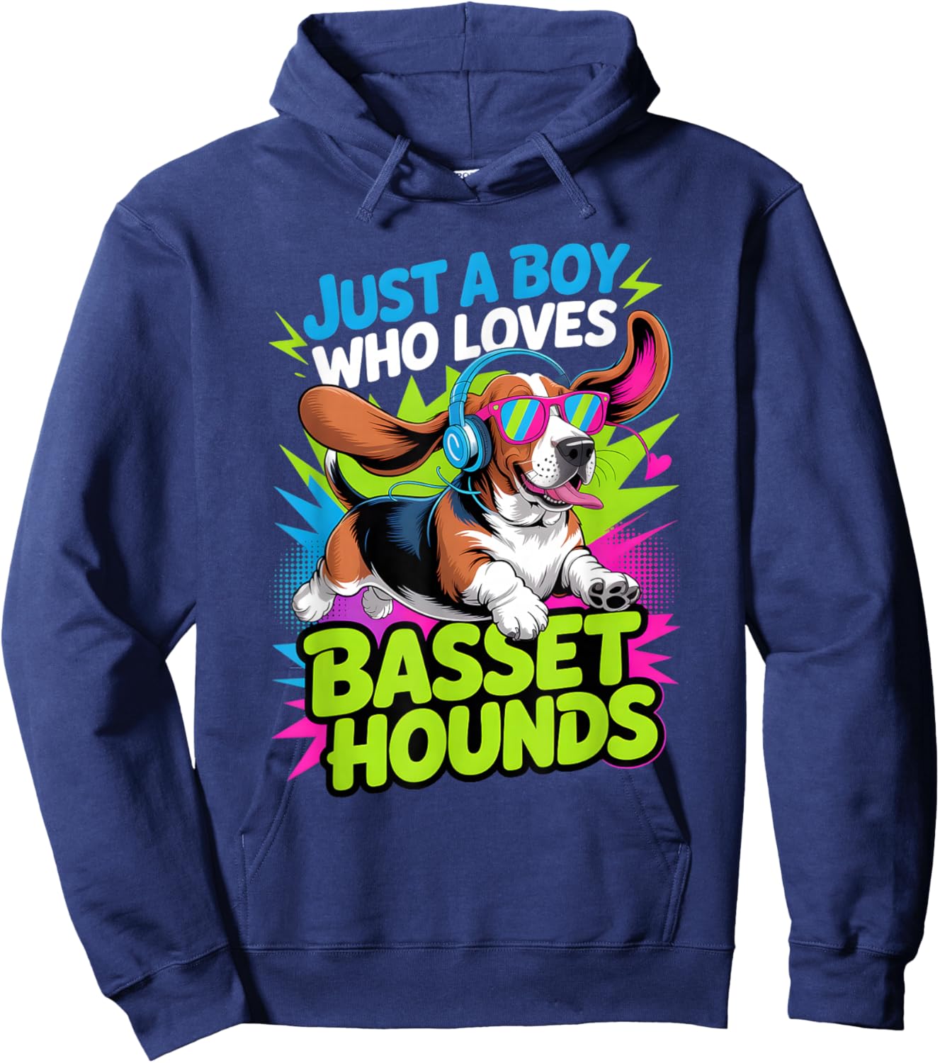 Boys Basset Hound Hoodie - Hoodie | Navy