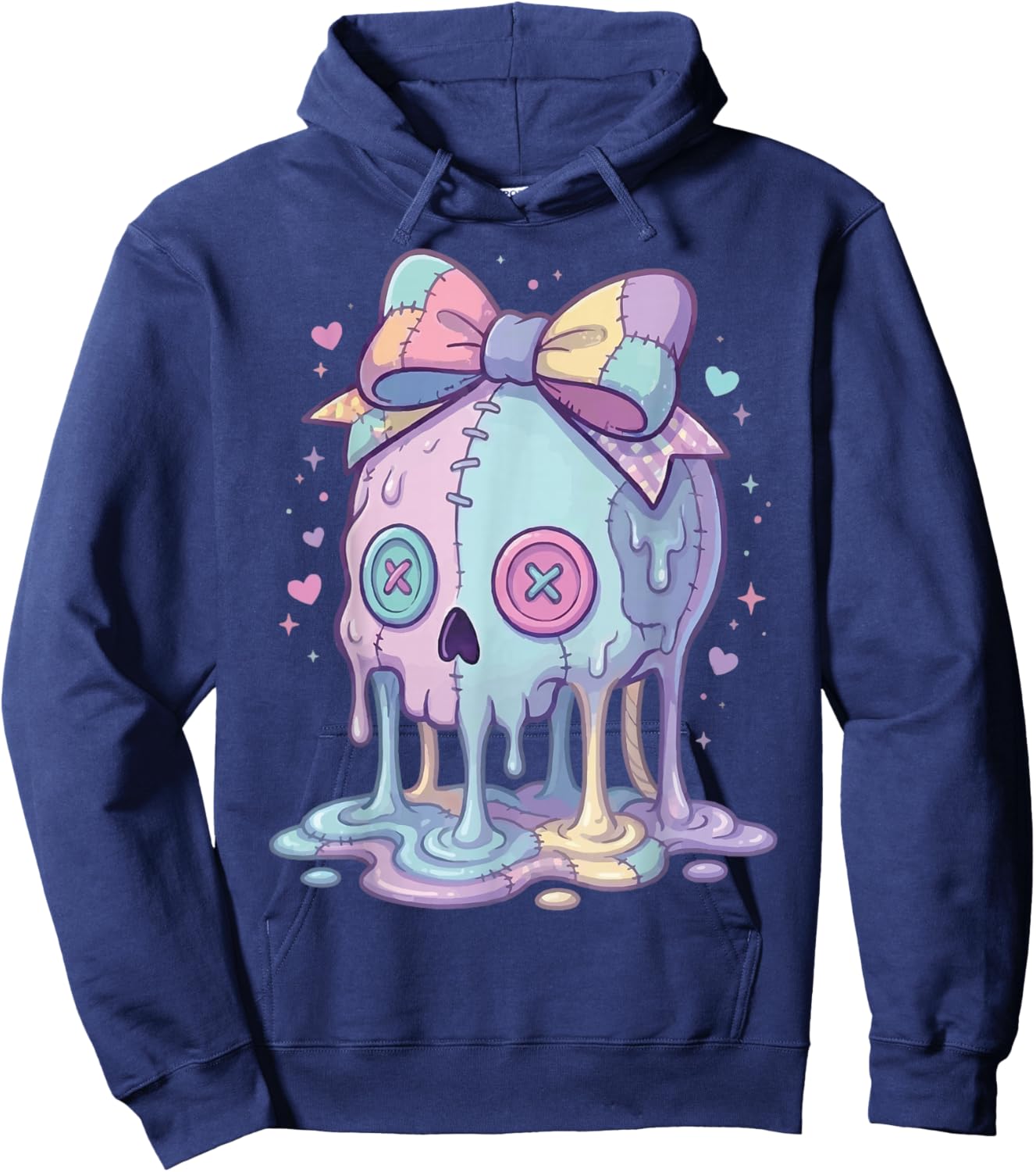 Melting Skull Pastel Goth Cute Aesthetic Hoodie - Hoodie | Navy