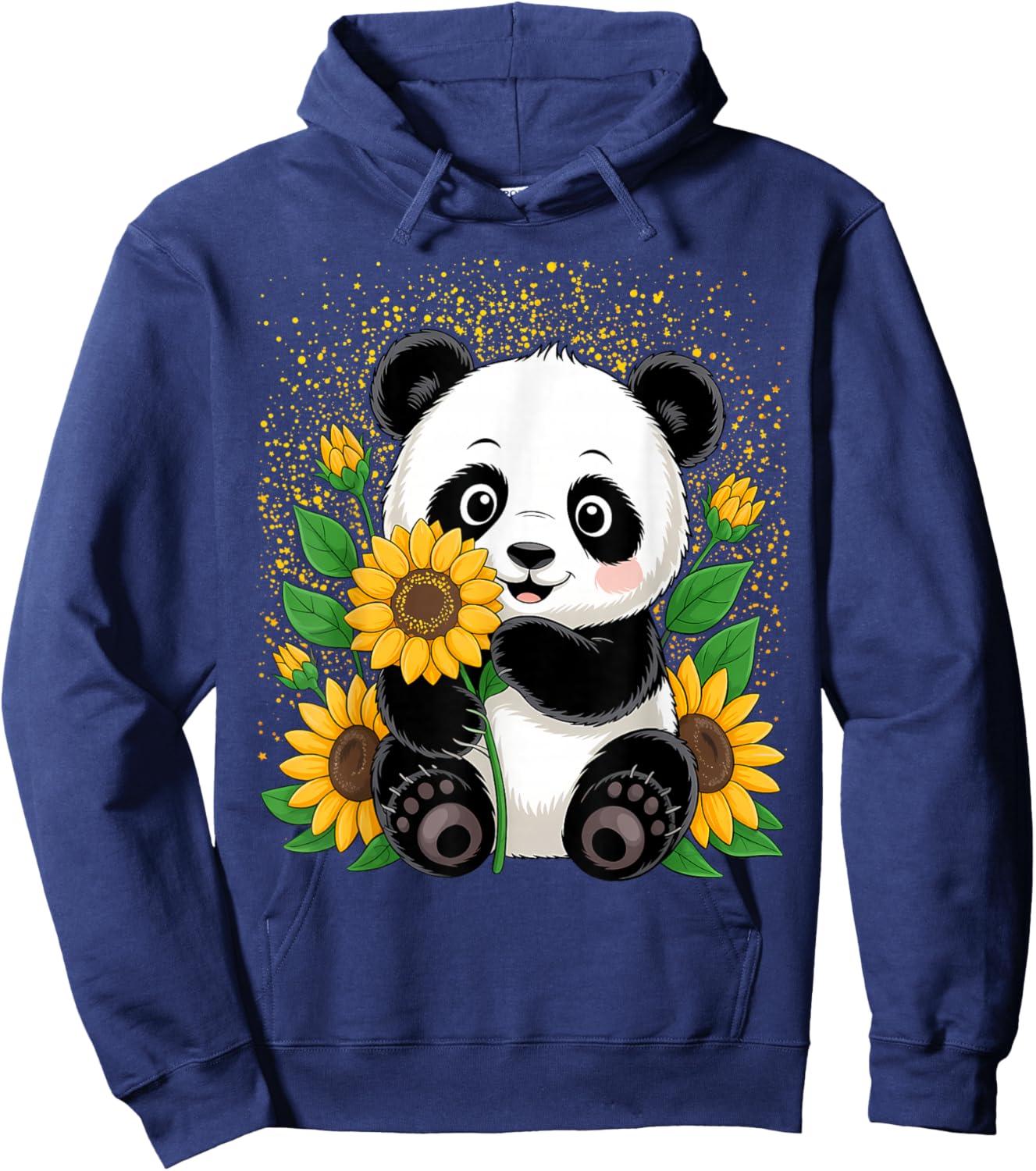 Panda Bear with Sunflowers, Panda Bear Hoodie - Hoodie | Navy