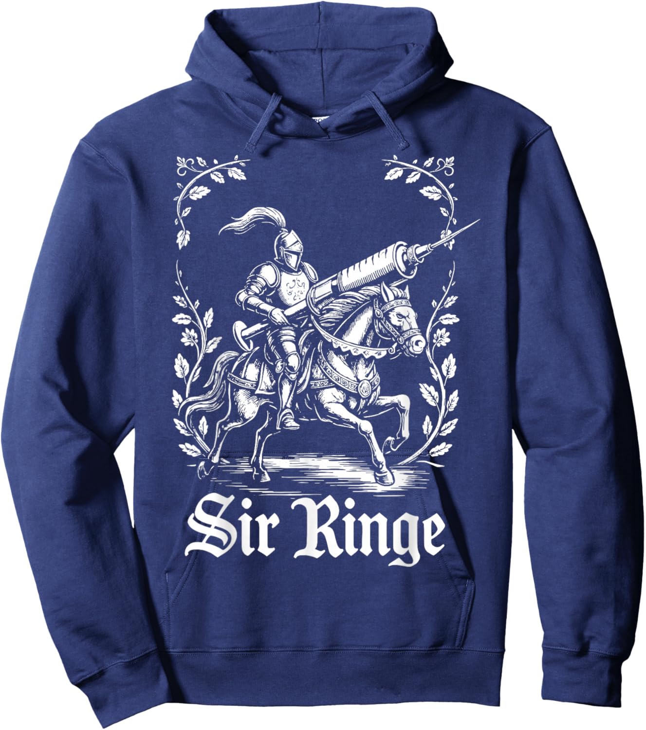 Sir Ringe Nurse Funny Pun Syringe Knight Hoodie - Hoodie | Navy